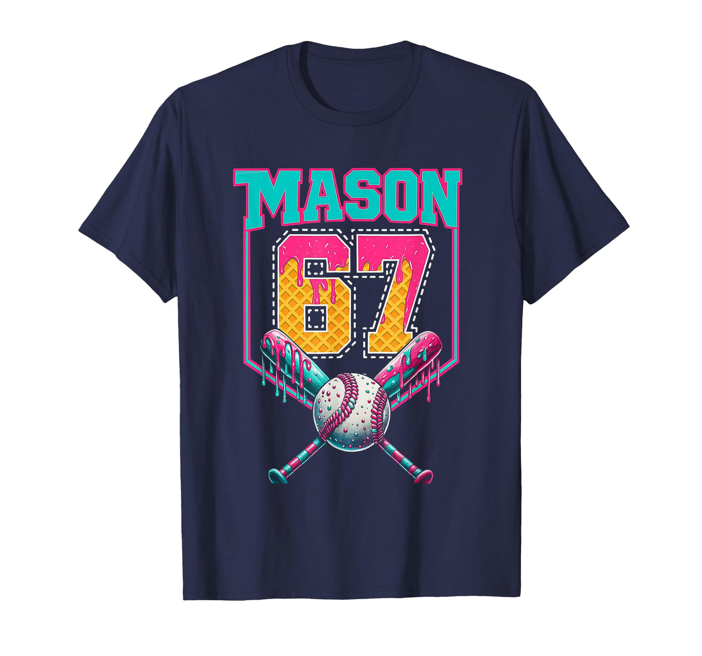Trendy Mason 67 Mem Ice Cream Drip Baseball Birthday Costume T-Shirt