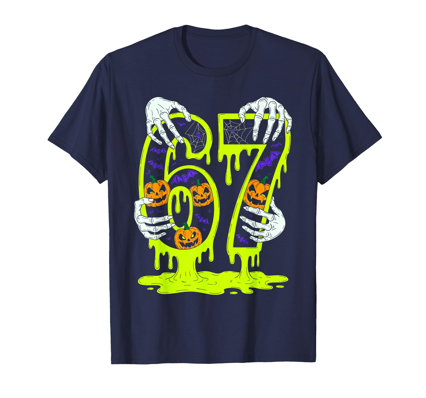 67 Meme Trendy Skeleton Halloween Funny Six Seven Gen Alpha T-Shirt