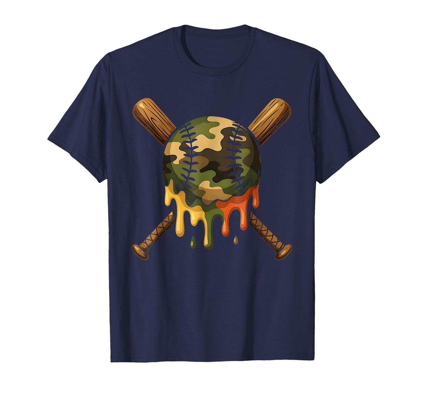 Baseball Drip Camo Baseball Bats Boys Sports Cool Game Day T-Shirt