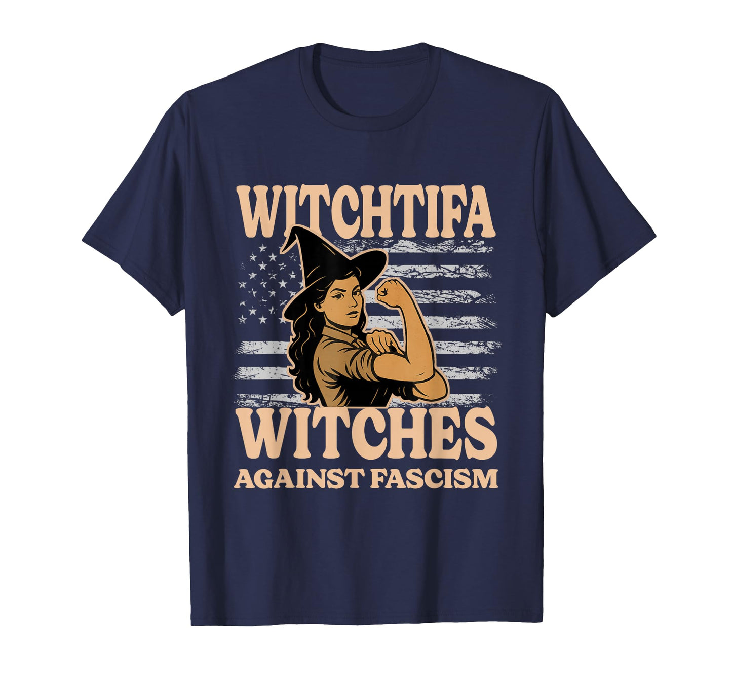 Scary Witchtifa Witches Against Fascism Flag Resist No Kings T-Shirt