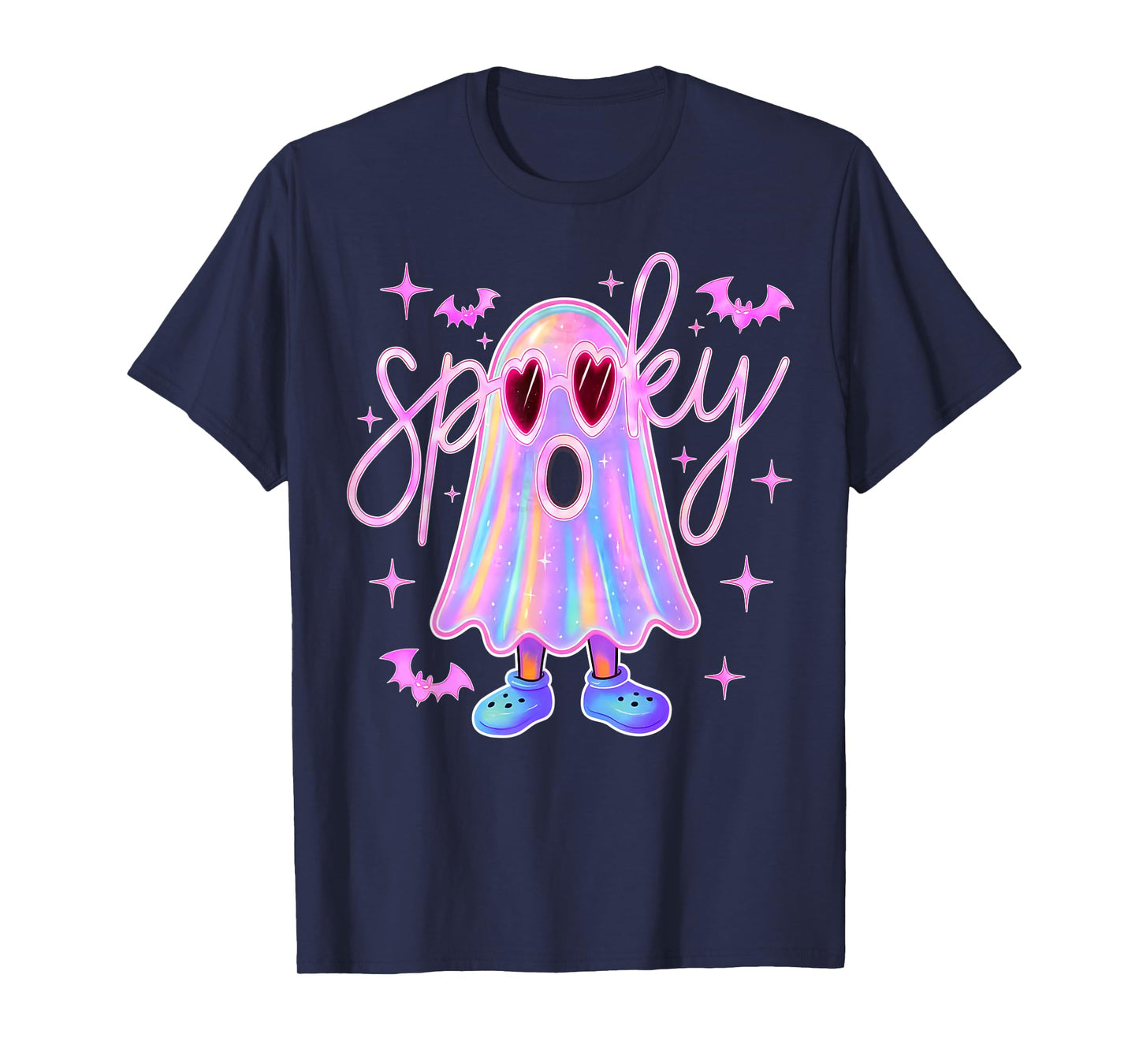 Spooky Funny Boo Ghost Colorful Halloween Men Women Kid T-Shirt