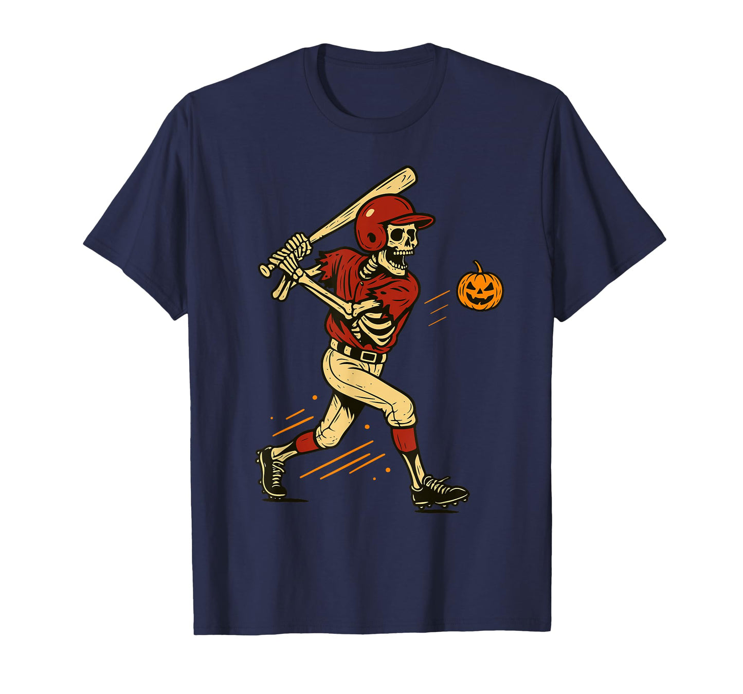 Funny Skeleton Halloween Baseball Pumpkin Boys Men Kids T-Shirt