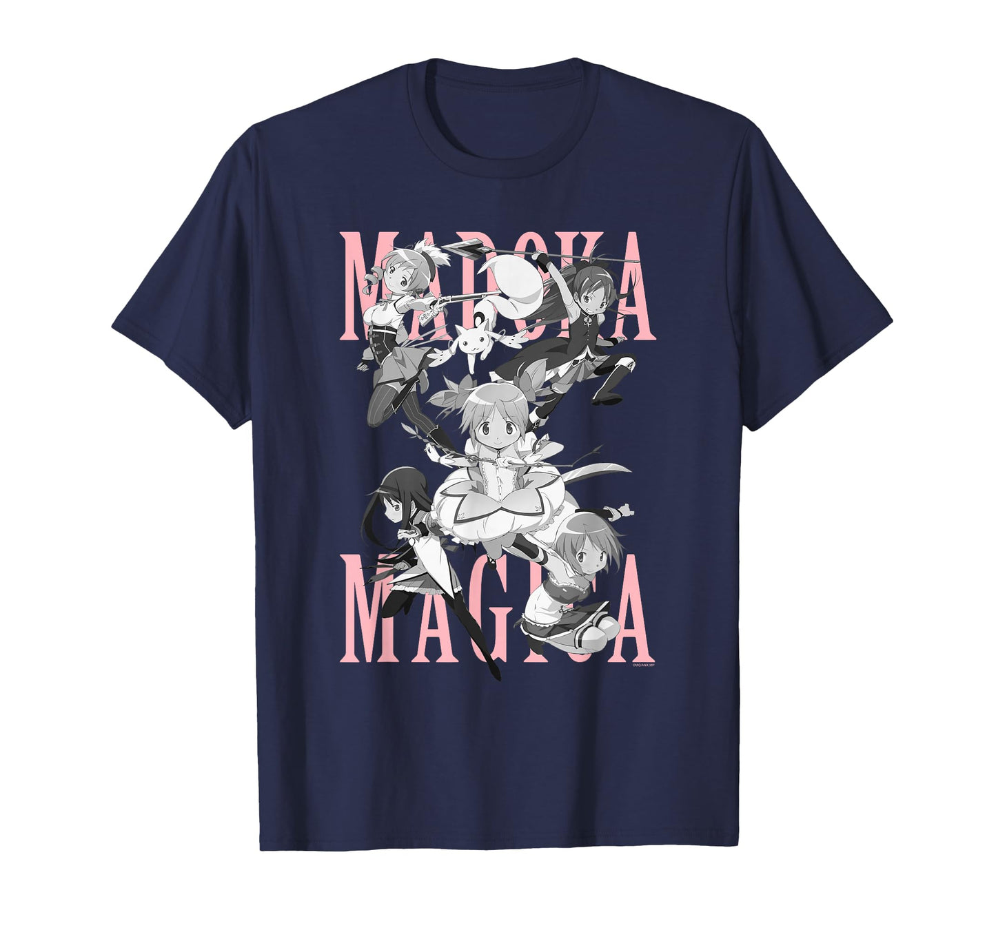Madoka Magica Black and White Cast Action Pose Anime T-Shirt