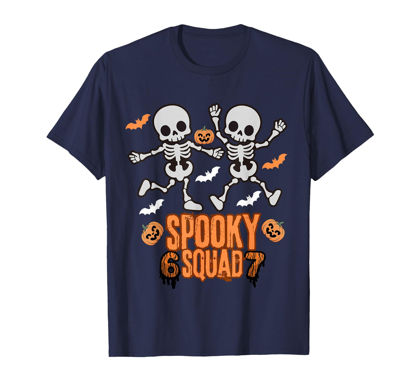 Funny 67 Spooky Squad 6 7 Numbers Six Seven Kids Skeleton T-Shirt
