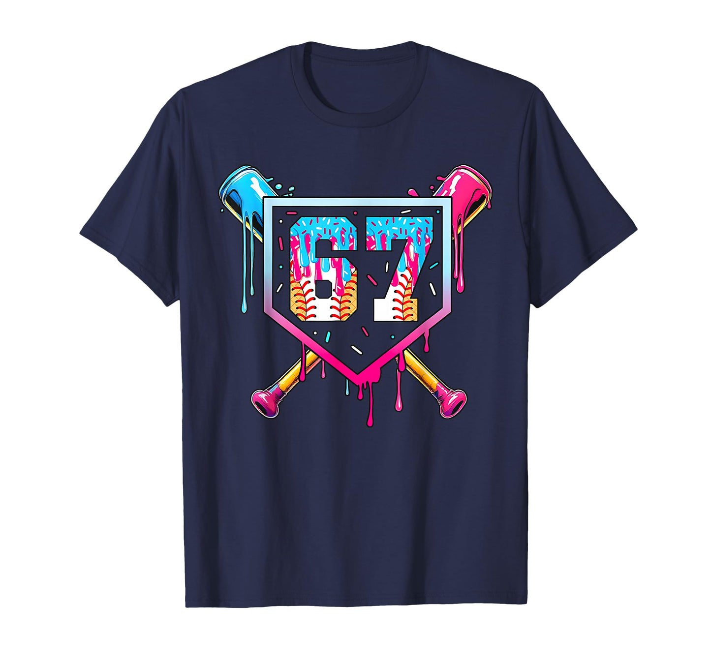 67 Ice Cream Drip Meme Six Seven Gen Alpha Slang T-Shirt