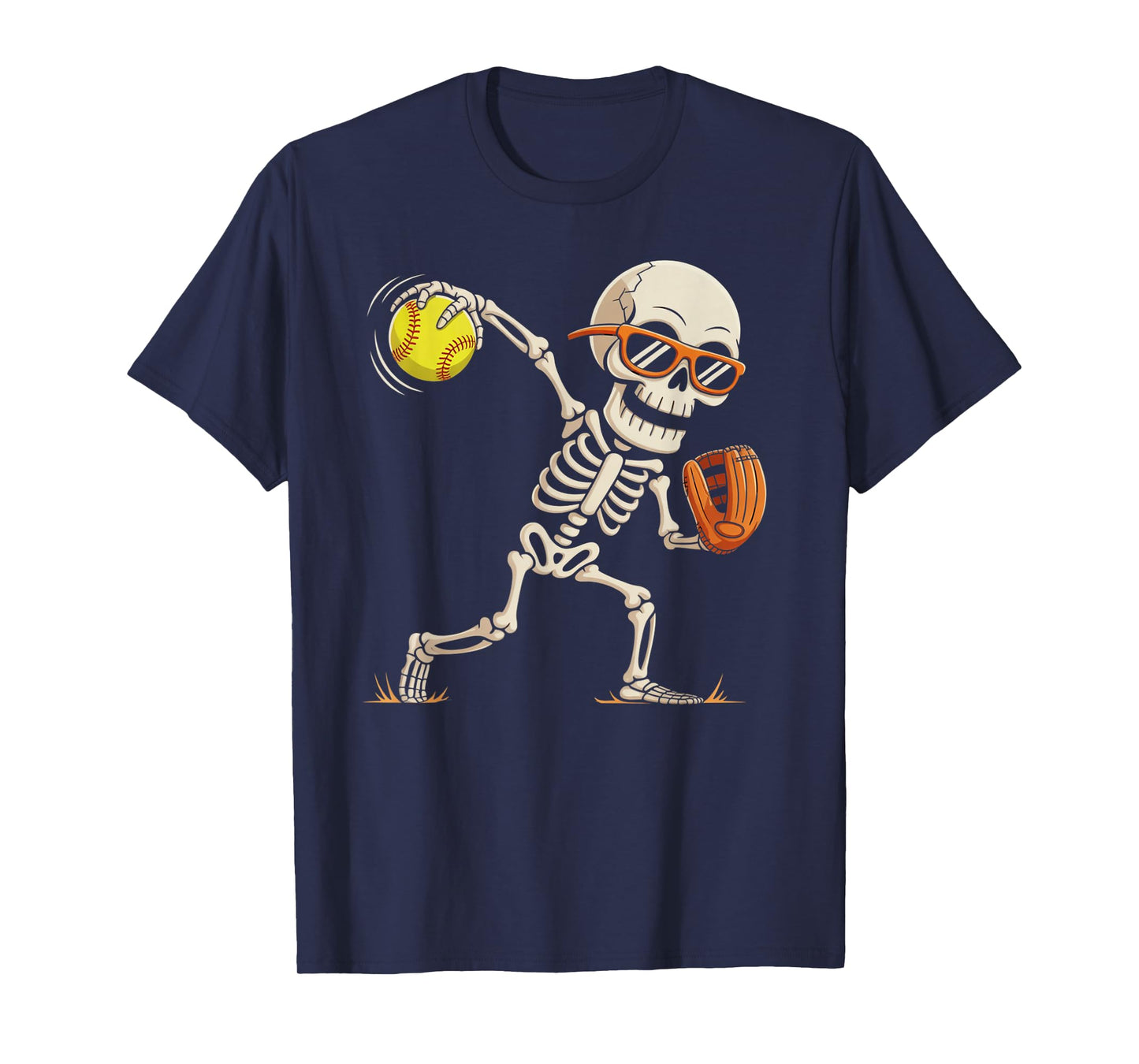 Skeleton Throwing Softball Halloween Sports Players Costume T-Shirt