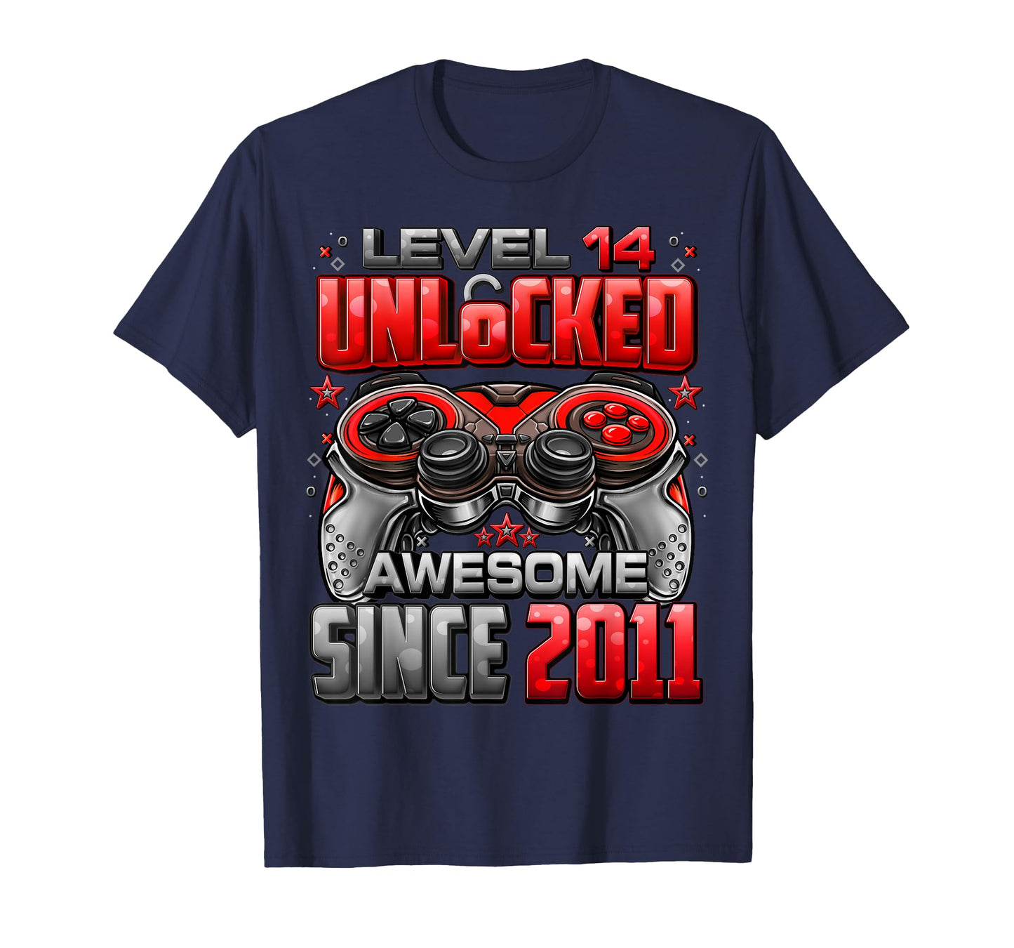 Level 14 Unlocked Awesome Since 2011 14th Birthday Gaming T-Shirt