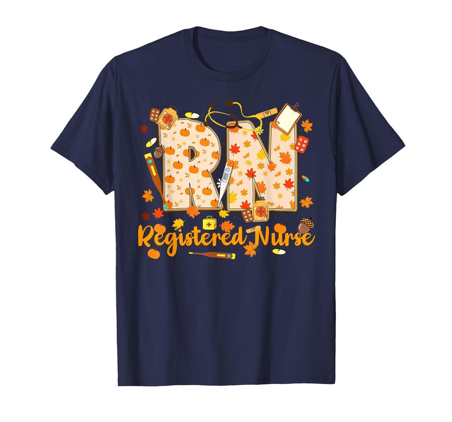 RN Registered Nurse Pumpkins Daisy Flower Fall Autumn T-Shirt
