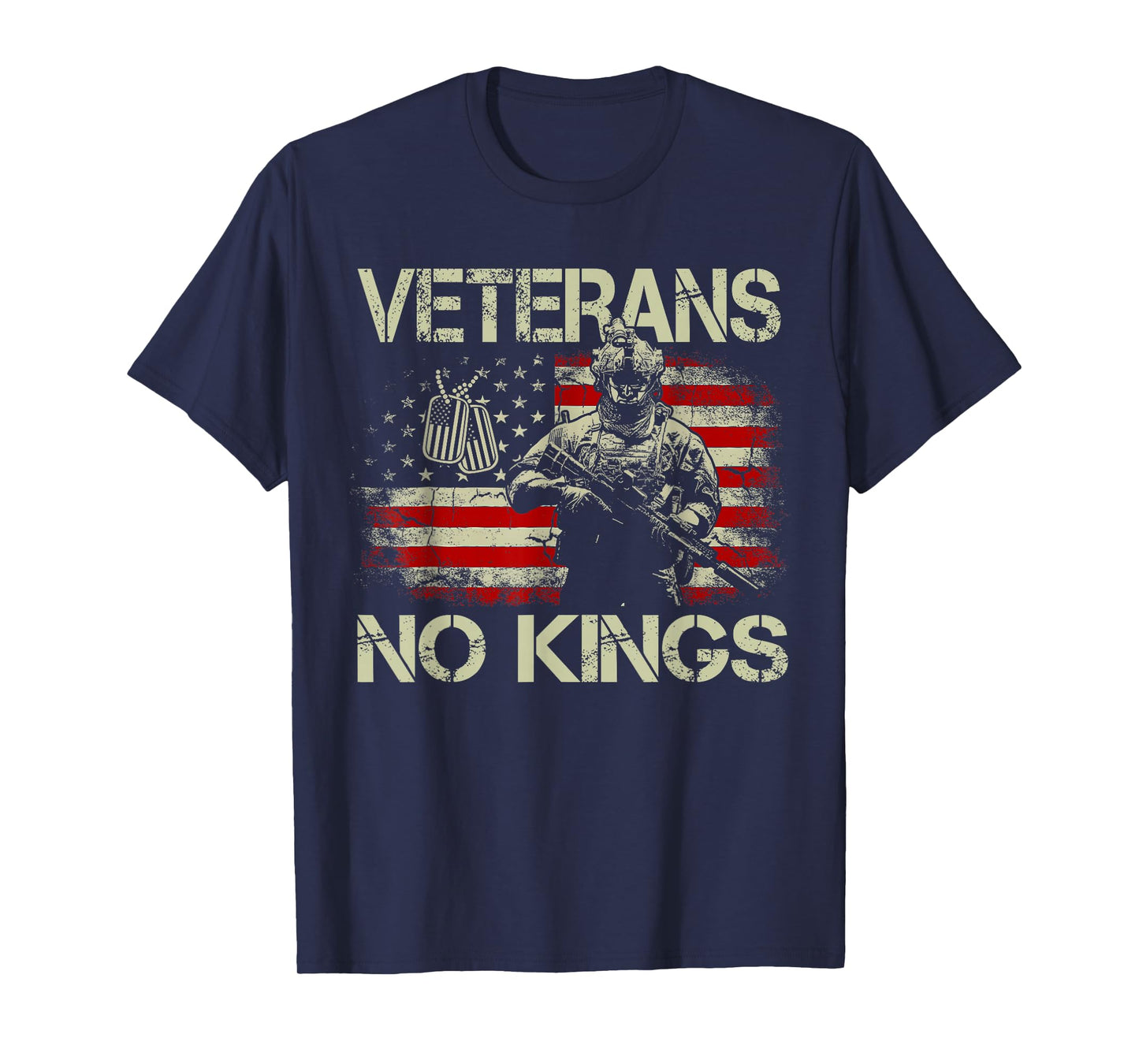 No Kings Veterans Shirts Men Patriotic America Flag No Kings T-Shirt