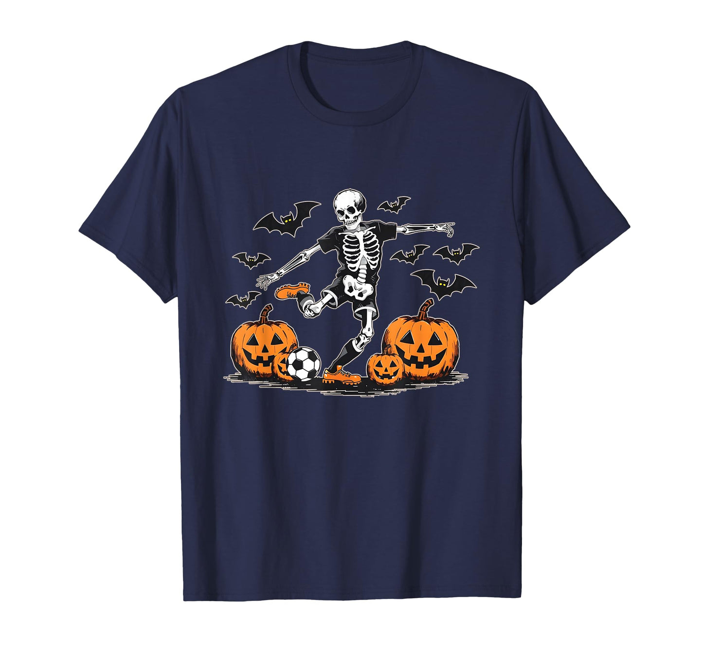 Funny Skeleton Soccer Men Boys Kids Halloween Costume T-Shirt