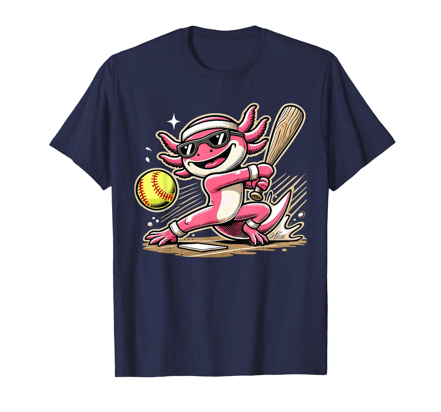 Axolotl Playing Softball, Softball Player Sports Kids T-Shirt