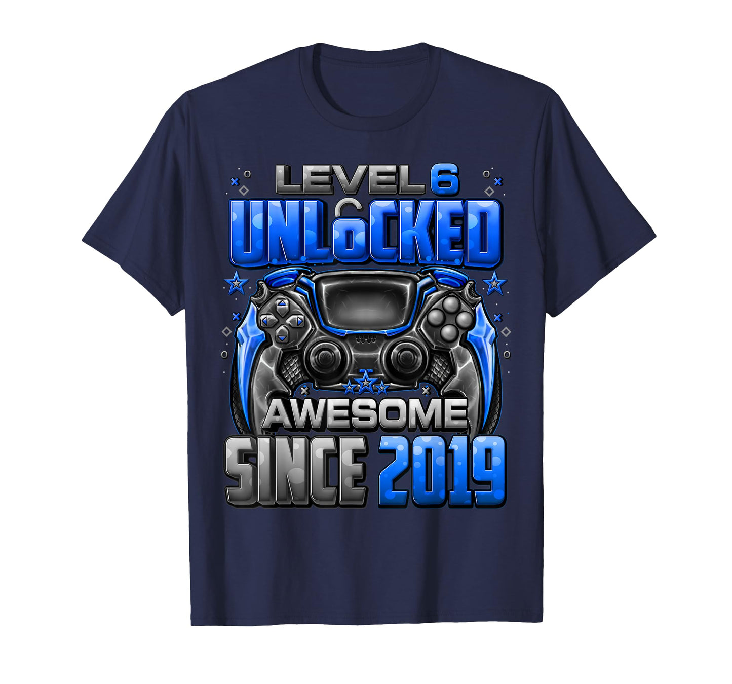 Level 6 Unlocked Awesome Since 2019 6th Birthday Gaming T-Shirt