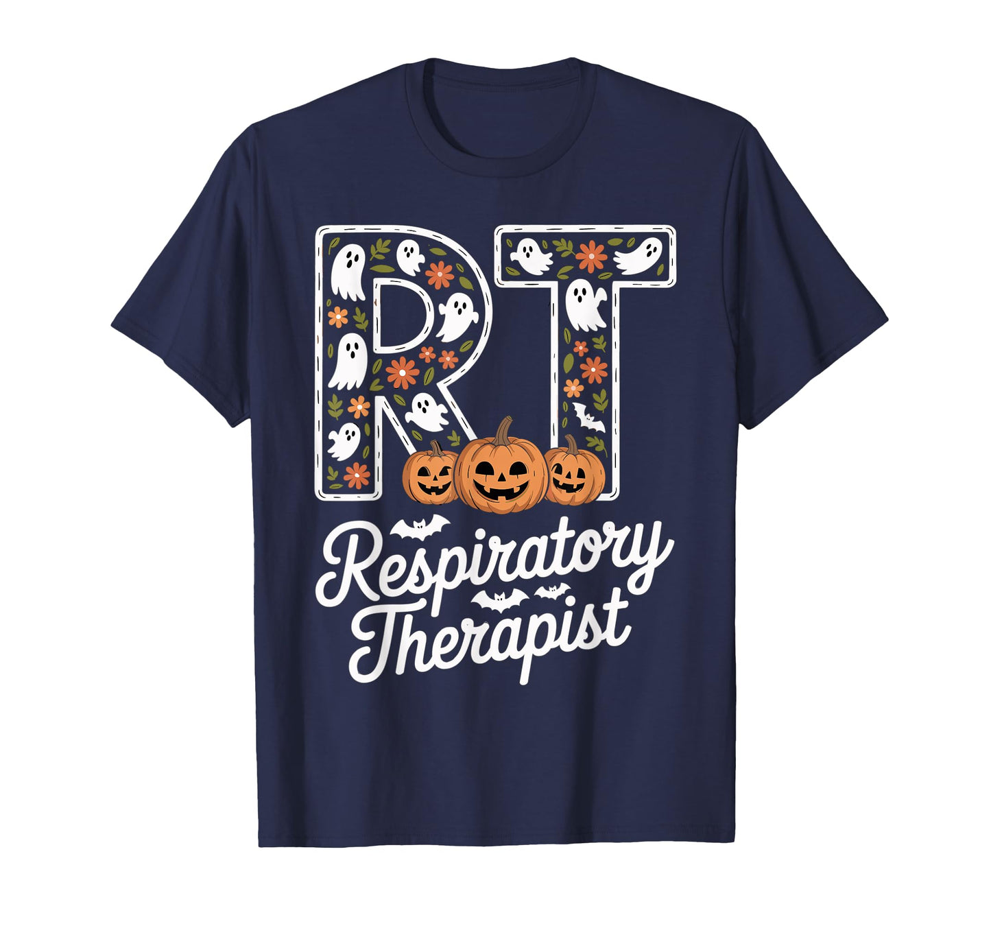 RT Respiratory Therapist Halloween Ghost Pumpkin Pulmonary T-Shirt