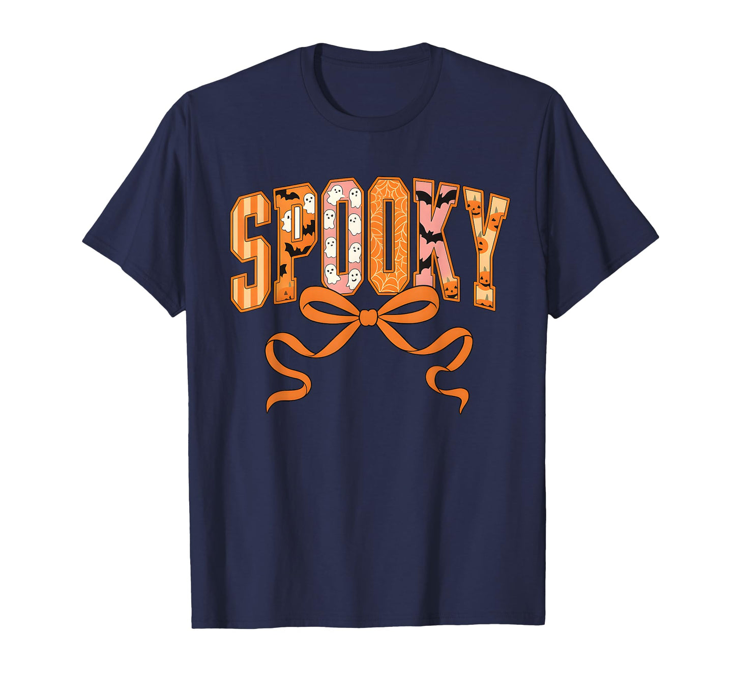 Spooky Coquette Girly Pumpkin Ghost Funny Halloween T-Shirt