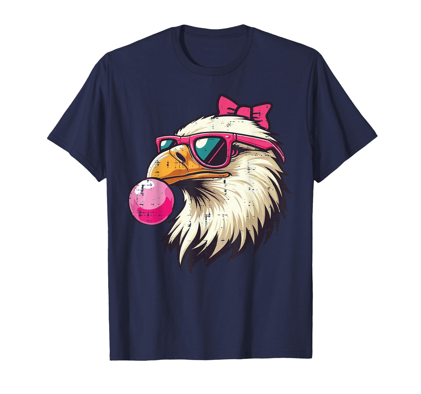 Bald Eagle Pink Sunglasses Gum Bow Cute Girls Kids Women T-Shirt