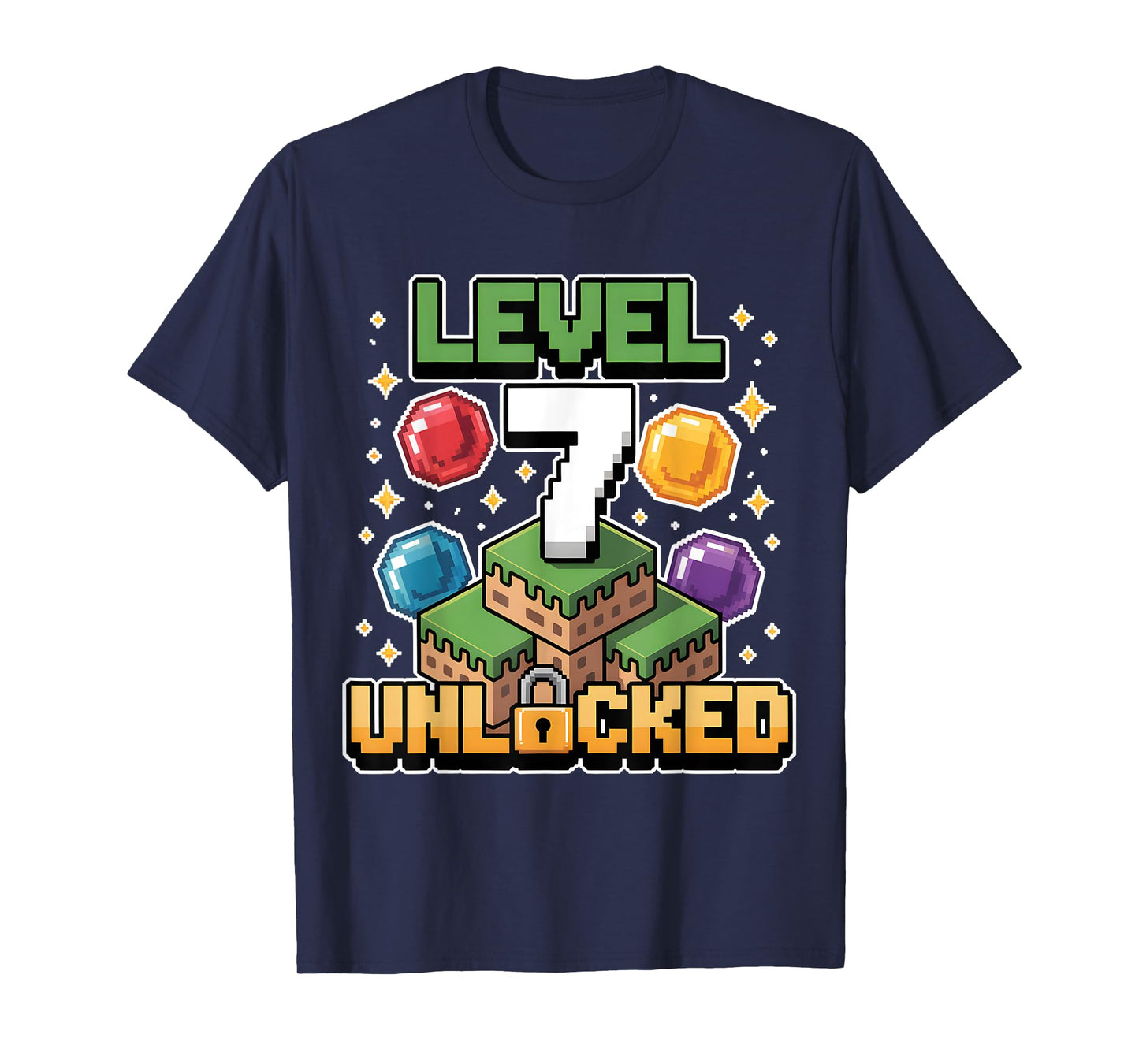 Pixel Gaming 7 Year Old Video Game 7th Birthday Boys Kids T-Shirt