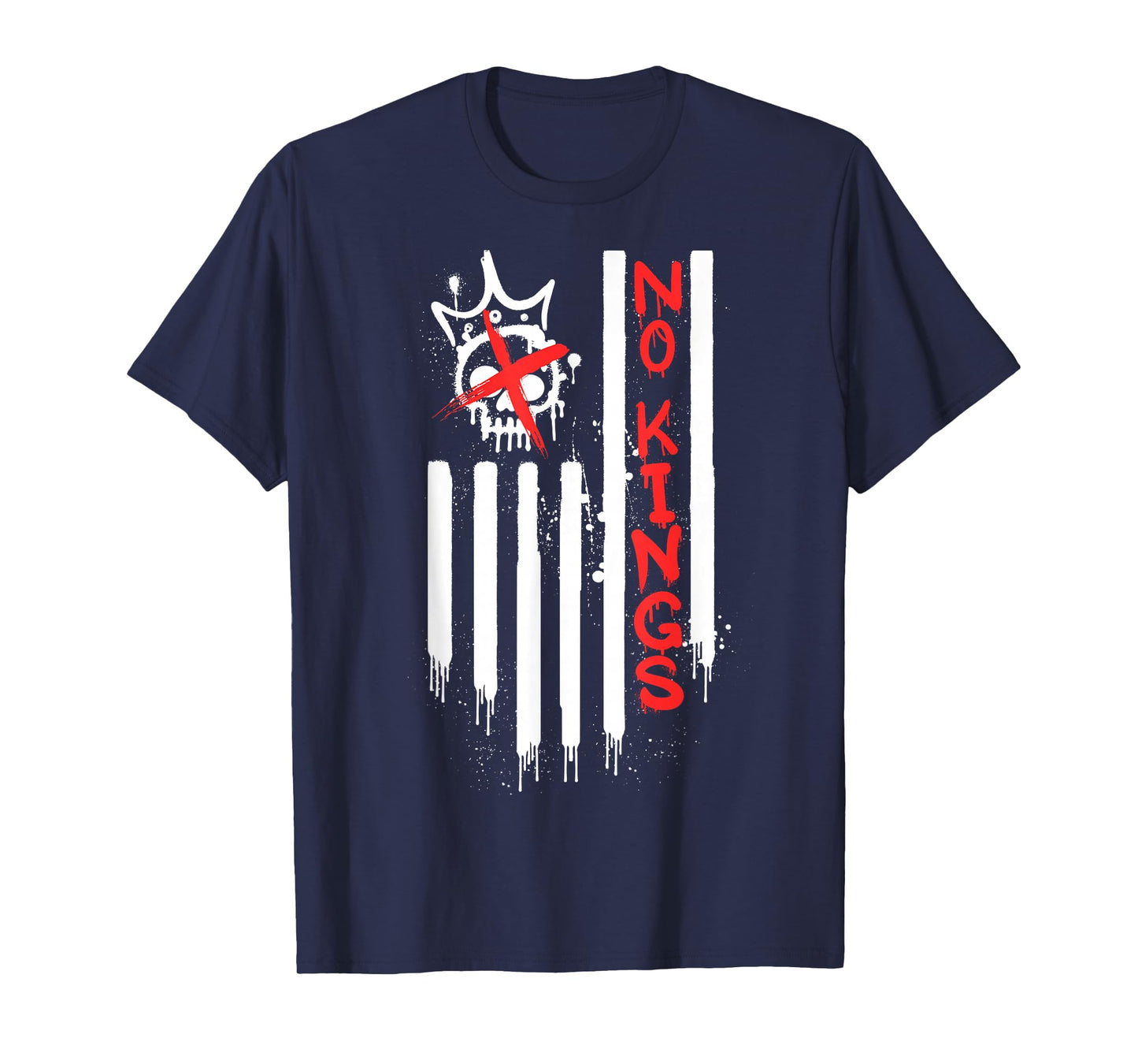 No to Kings Day in America March and Protest U.S. Flag Skull T-Shirt