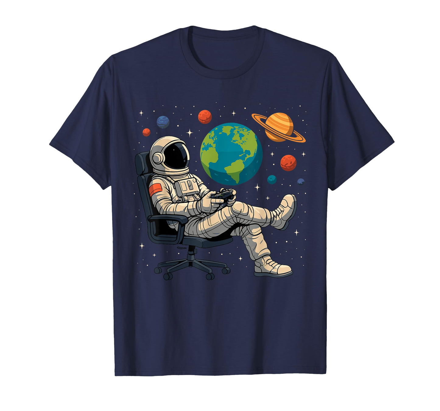 Astronaut Video Games Space Gaming System Planets T-Shirt