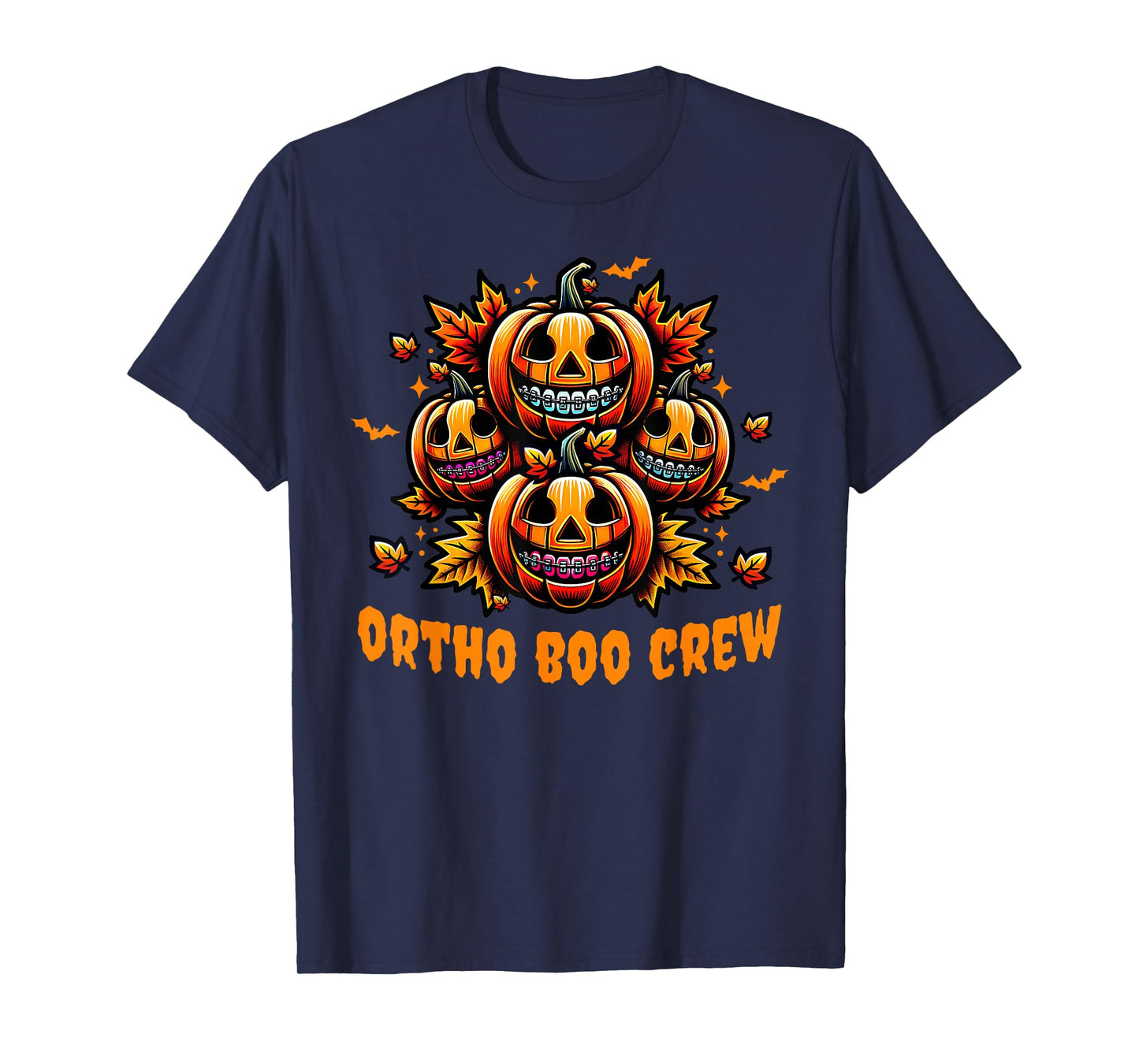 Ortho Boo Crew Orthodontist Dental Halloween Pumpkins Braces T-Shirt