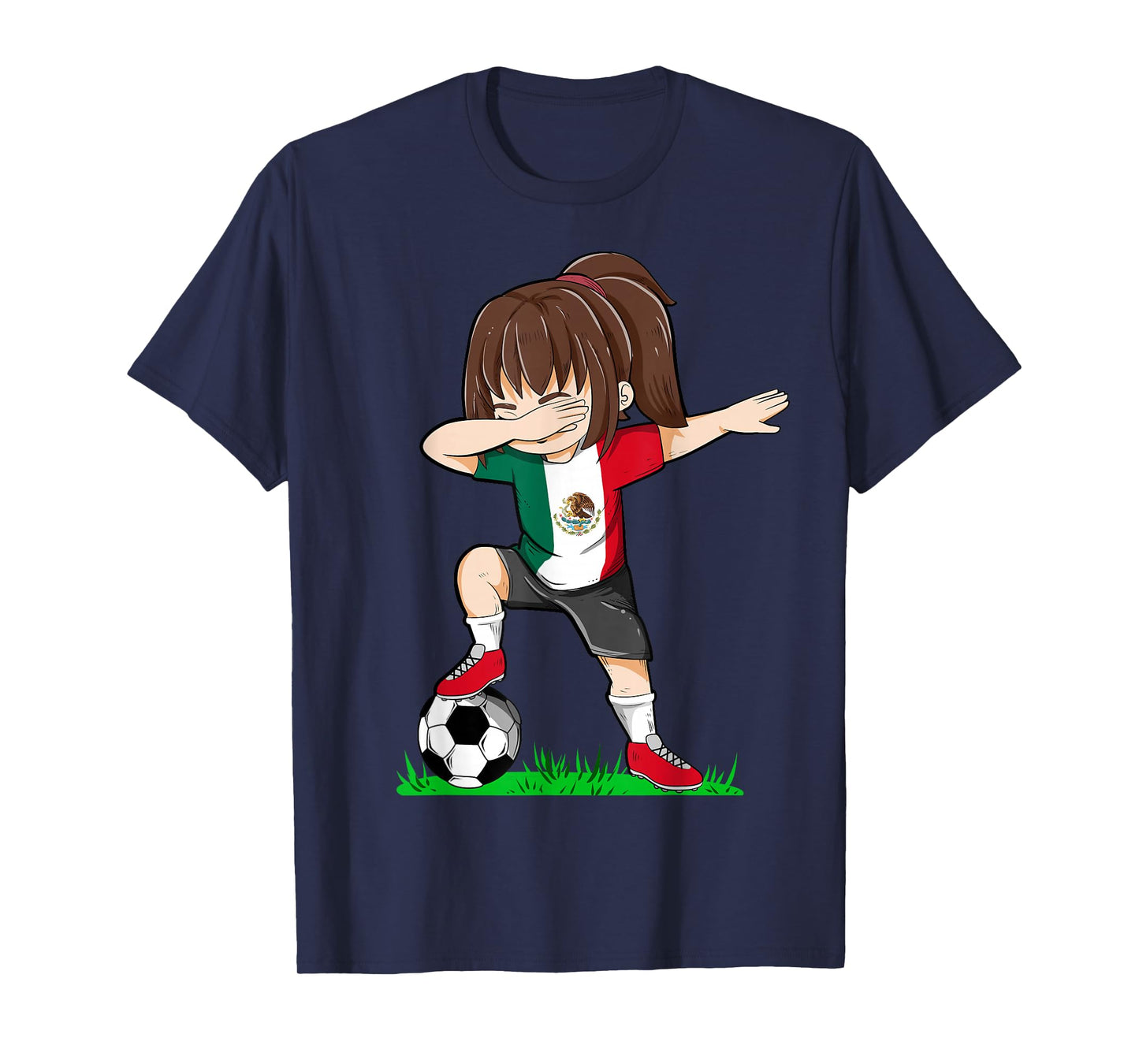Soccer Mexico Jersey Shirt Mexican Flag Football Girls Dab T-Shirt