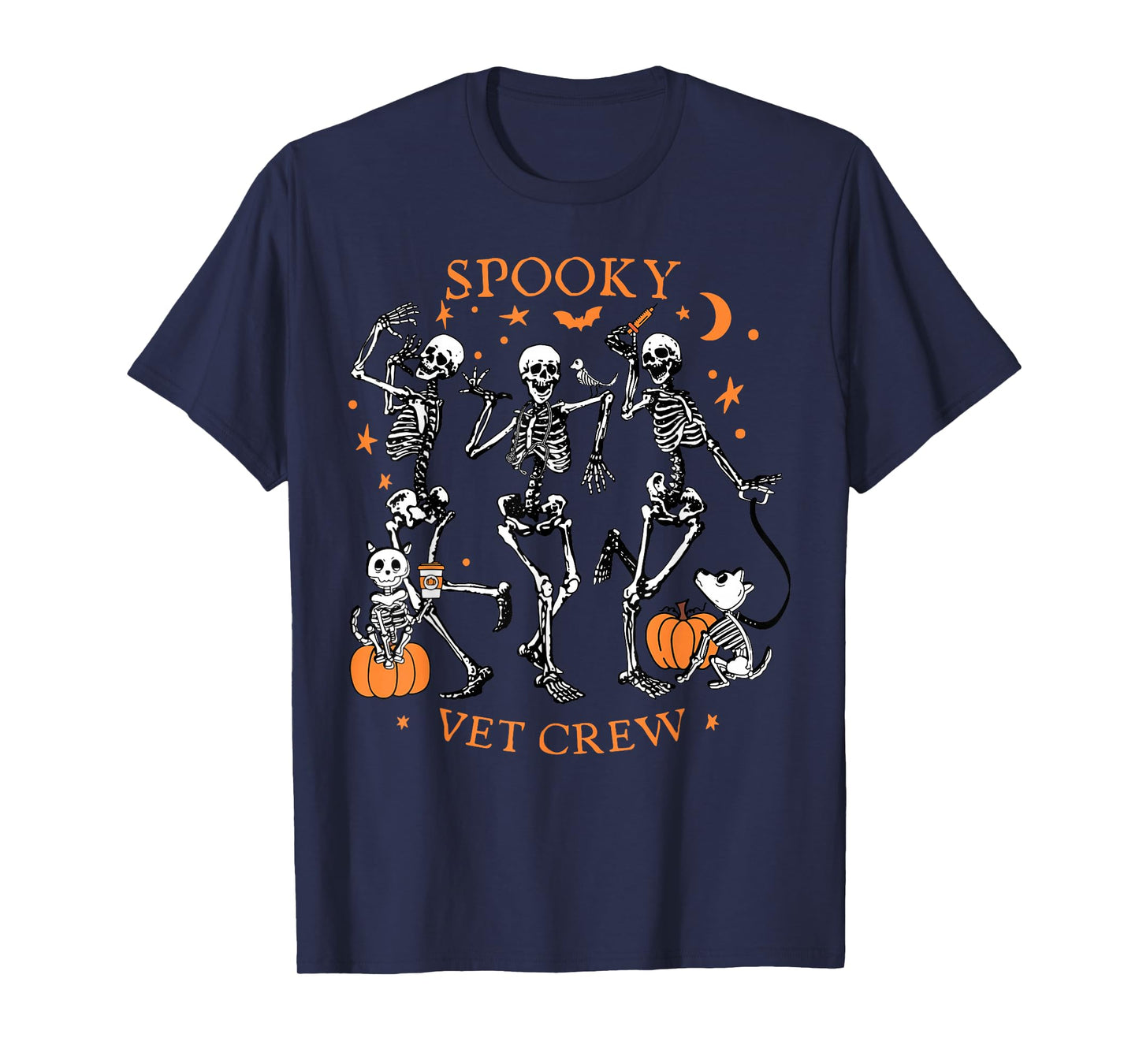 Spooky Vet Ccrew Skeleton Dancing Veterinary Med Halloween T-Shirt