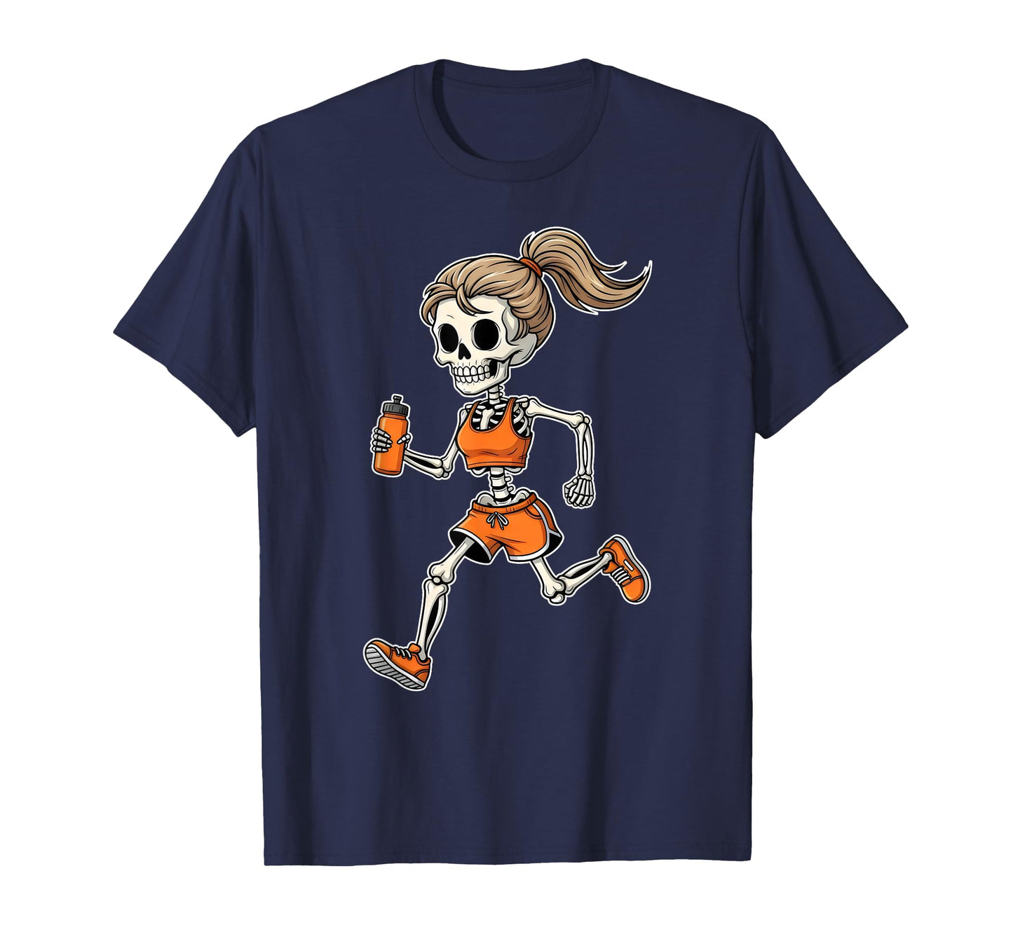 Running Skeleton Halloween Costume Spooky Runner Women Men T-Shirt