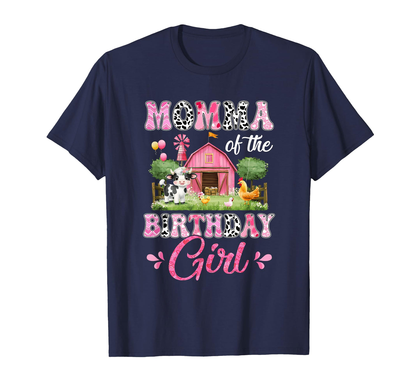Momma Of The Birthday Girl 1St Birthday Cow Farm Family T-Shirt