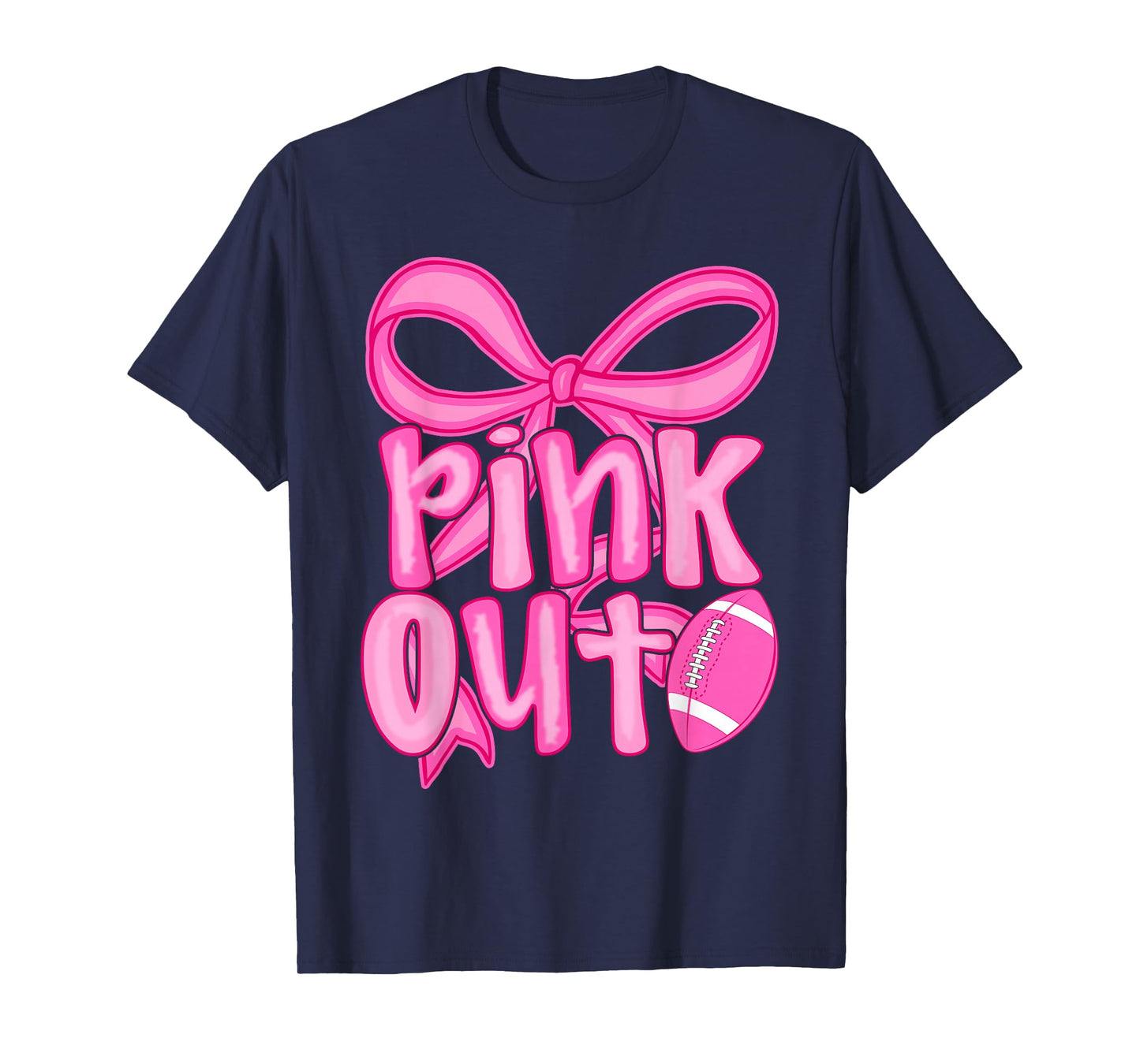 Pink Out Football Bow Preppy Breast Cancer Awareness Women T-Shirt