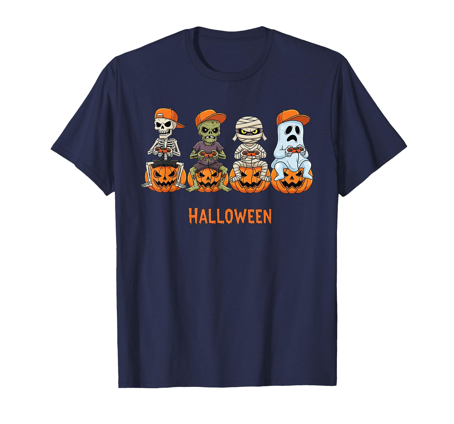 Halloween Skeleton Zombie Mummy Ghost Gamer Boys Men Kids T-Shirt