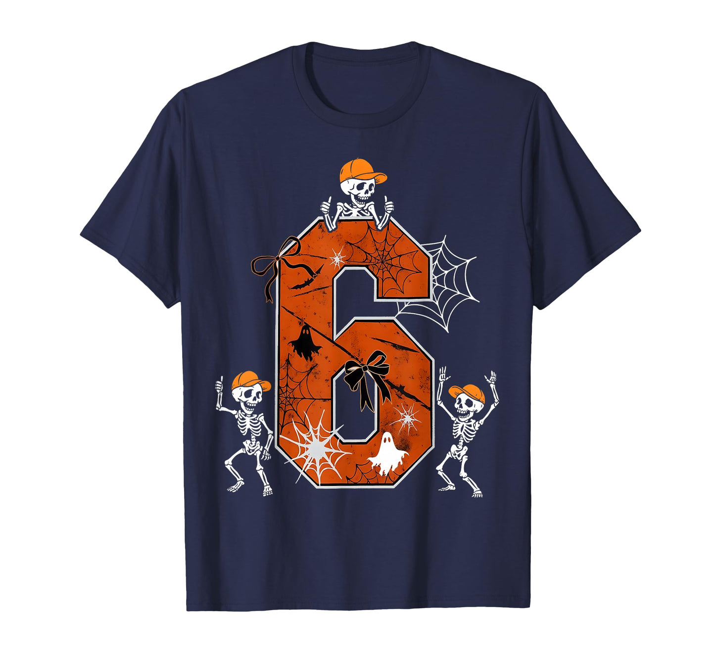 HUGvyn Six Seven Meme 6 7 Halloween Costume Dancing Skeleton T-Shirt