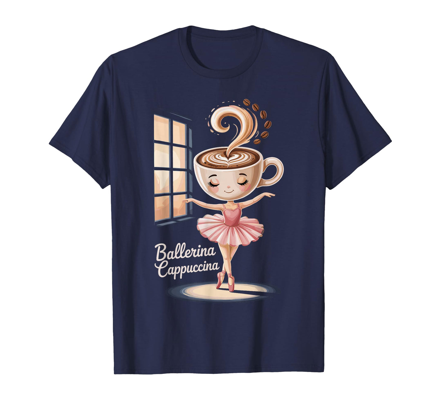 Playful Cappuccino Ballerina Design T-Shirt