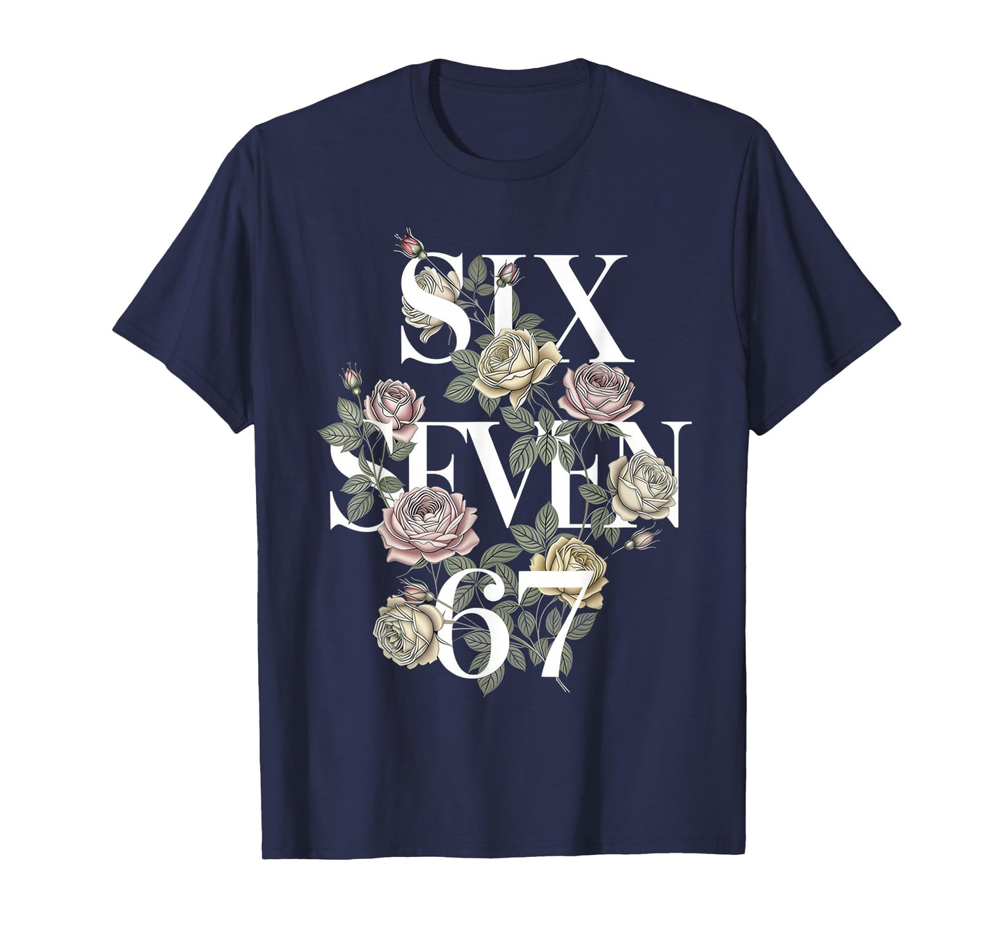 Vintage 67 Six Seven Meme Floral Boho Wildflower 6 7 Graphic T-Shirt