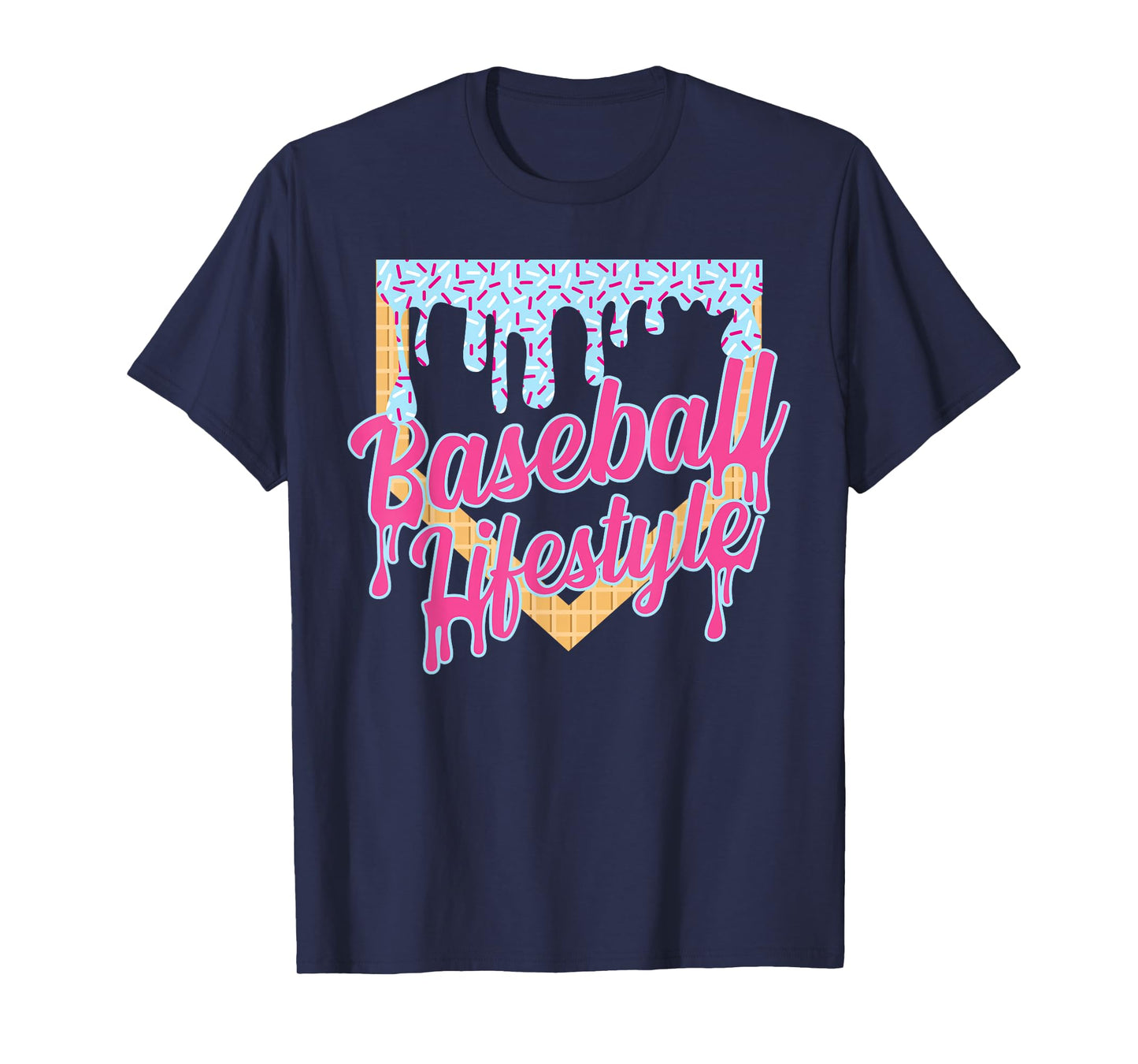 Baseball Lifestyle Home Plate Ice Cream Drip Men Boys Youth T-Shirt