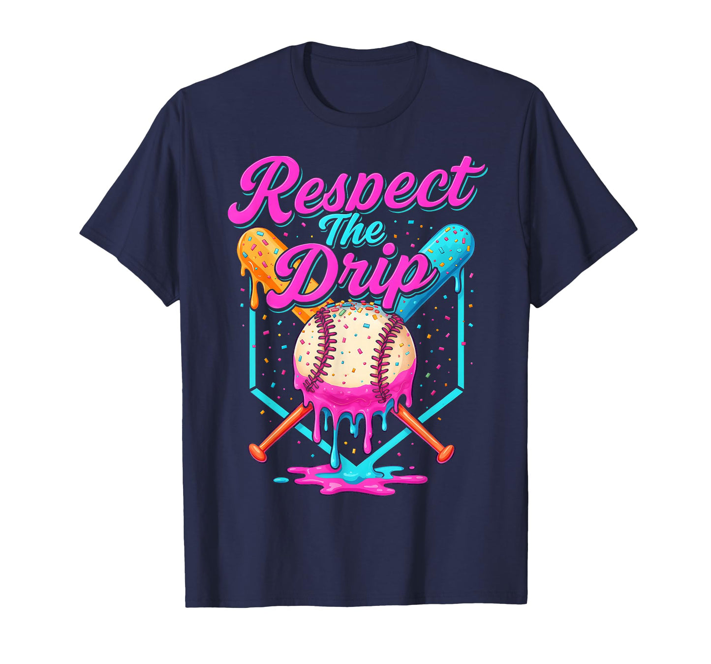 Baseball Drip Boys Home Plate Ice Cream Respect The Drip T-Shirt