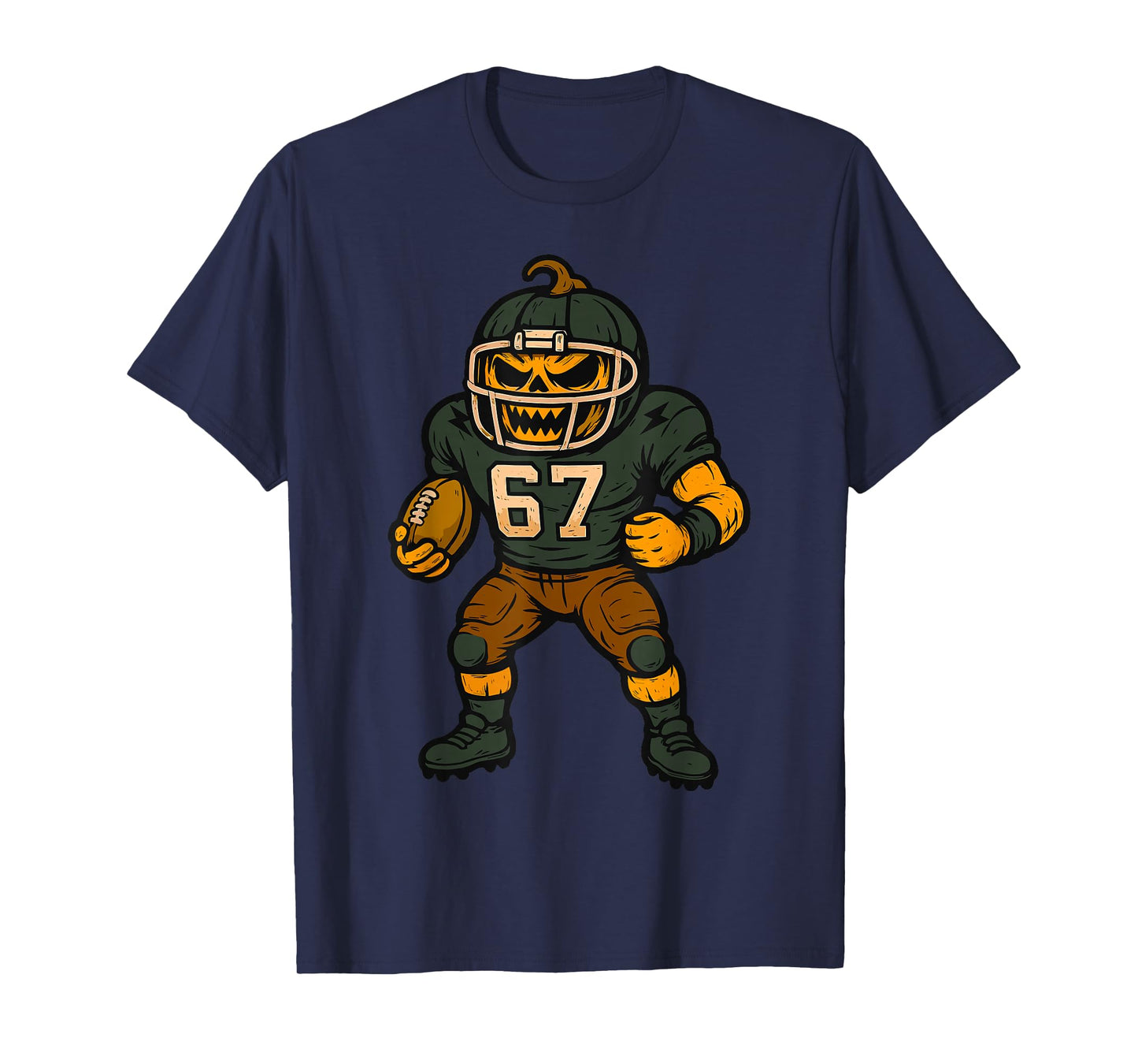 67 Halloween Jack-O-Lantern Football Player Six Seven Meme T-Shirt