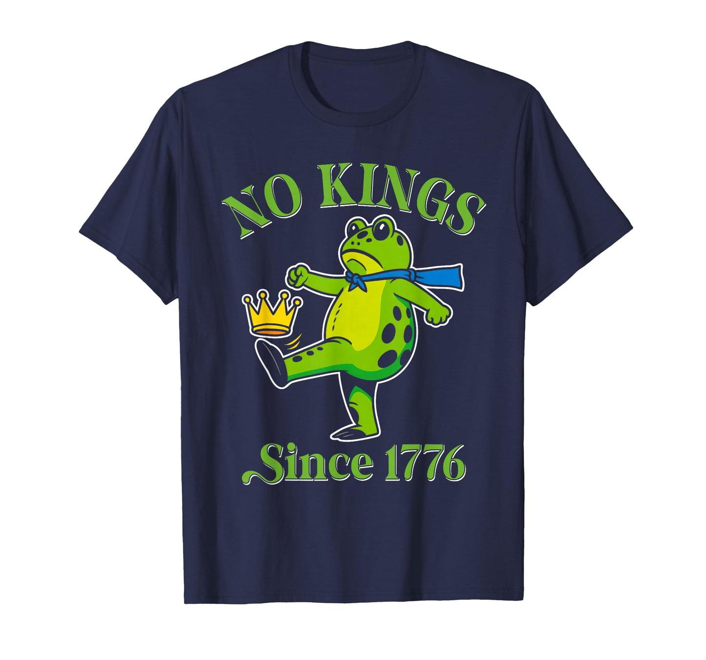 No Kings Since 1776 Portland Frog Kicking Crown Retro T-Shirt