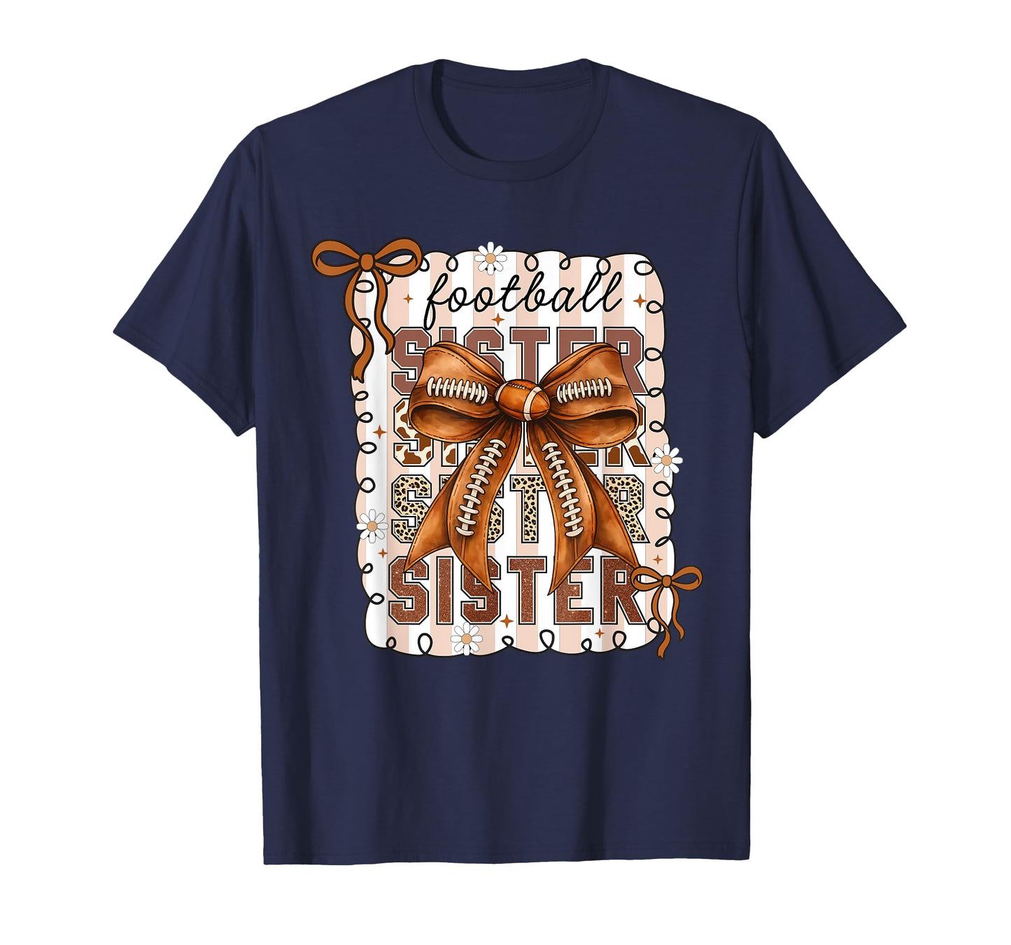 American Football Sister Coquette Bow Thanksgiving for Girls T-Shirt