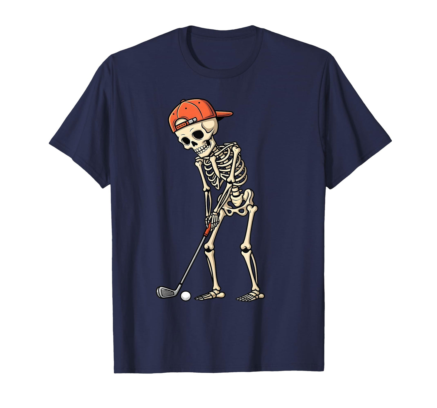 Halloween Skeleton Playing Golf Funny Golfer Boys Kids Men T-Shirt