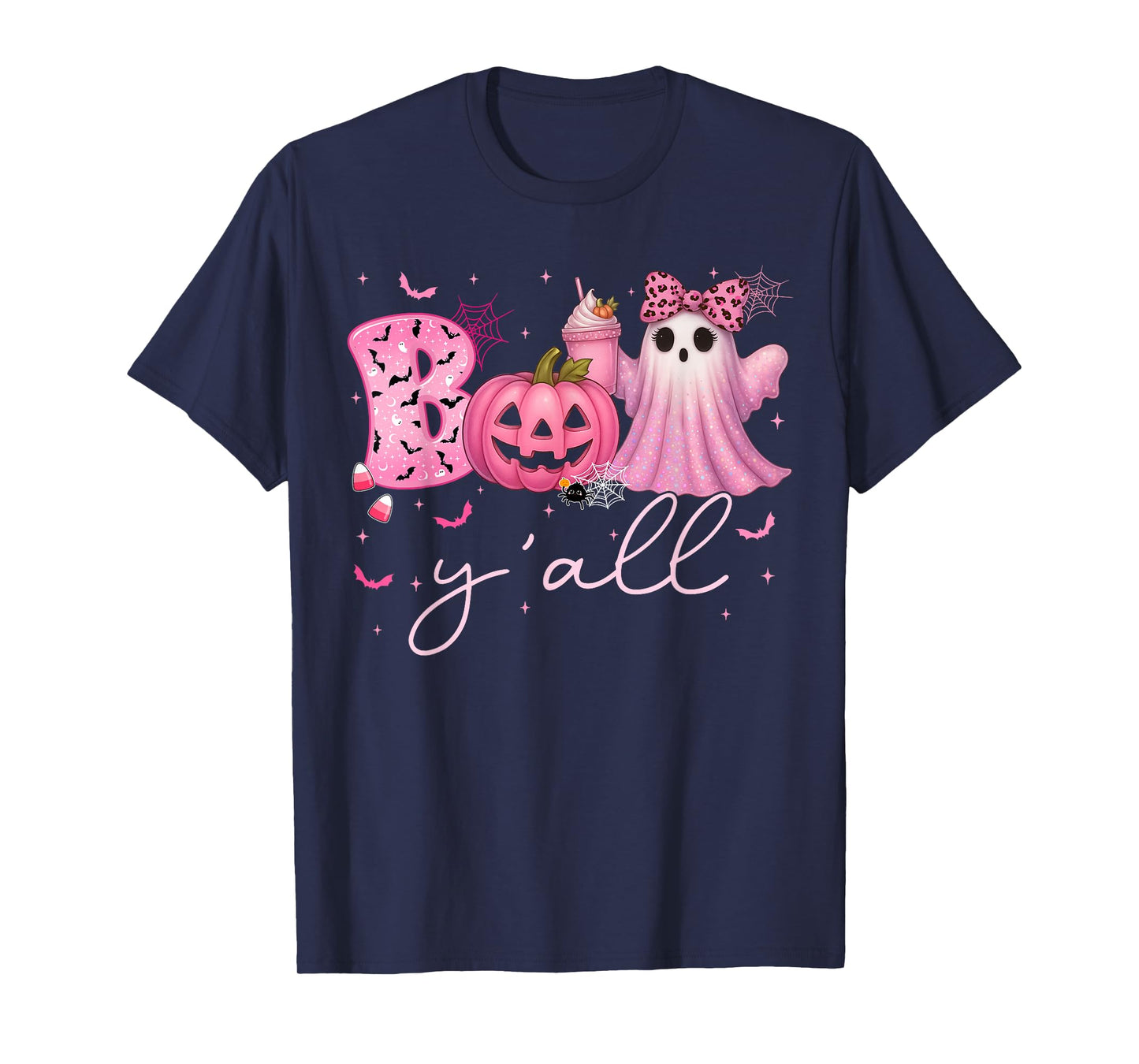Boo Yall Jack O Lantern Halloween Costumes Women Girl T-Shirt