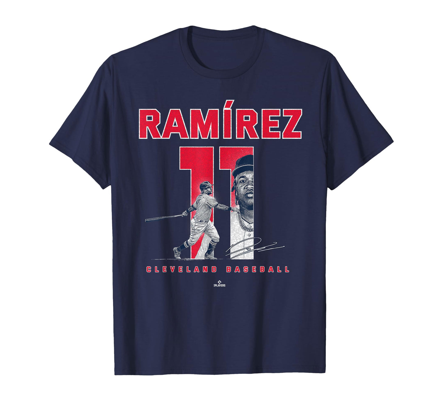 Number and Portrait Jose Ramirez Cleveland MLBPA T-Shirt