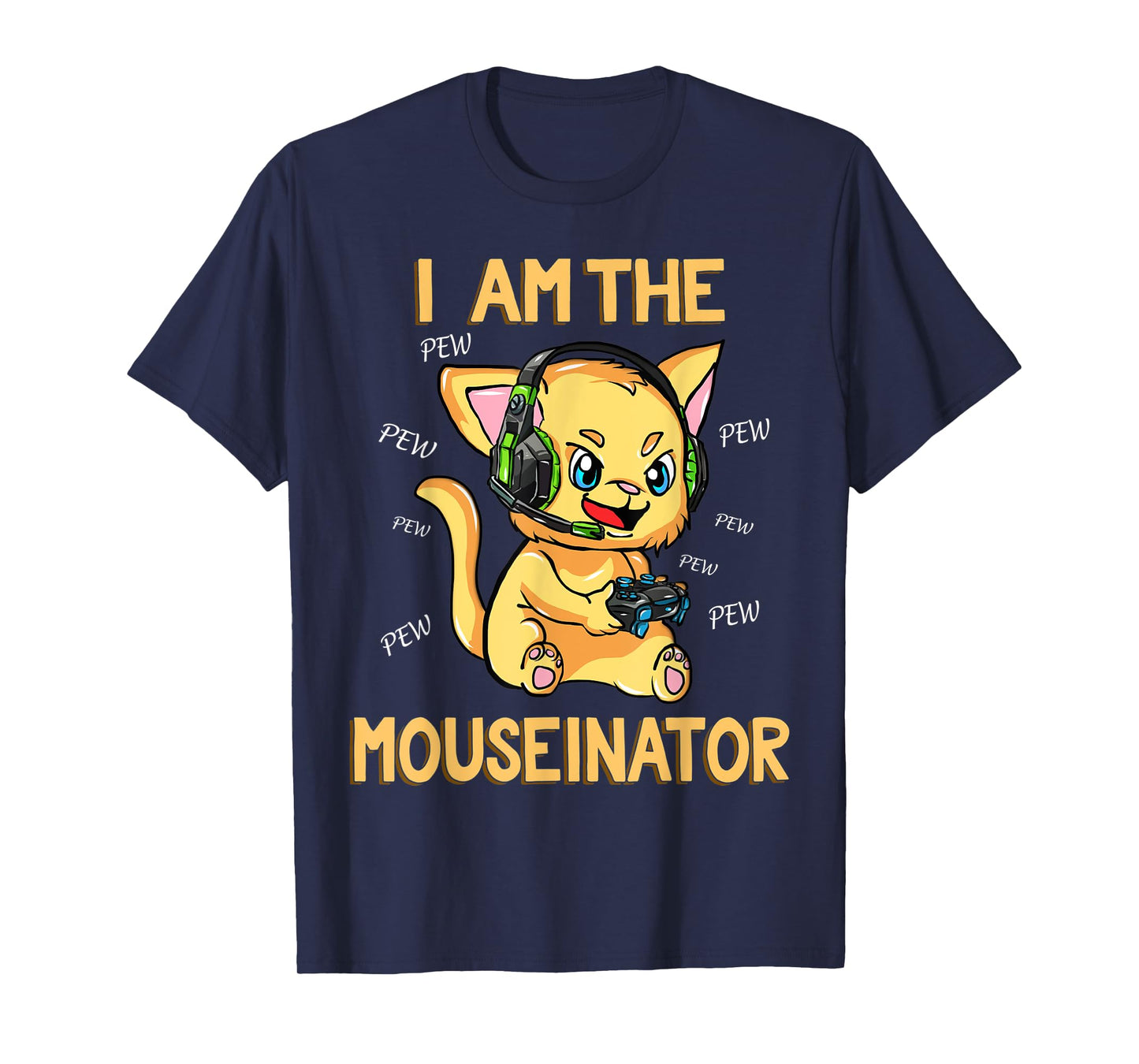 Cat Gamer with Headset Funny Gaming Men Women Kids T-Shirt