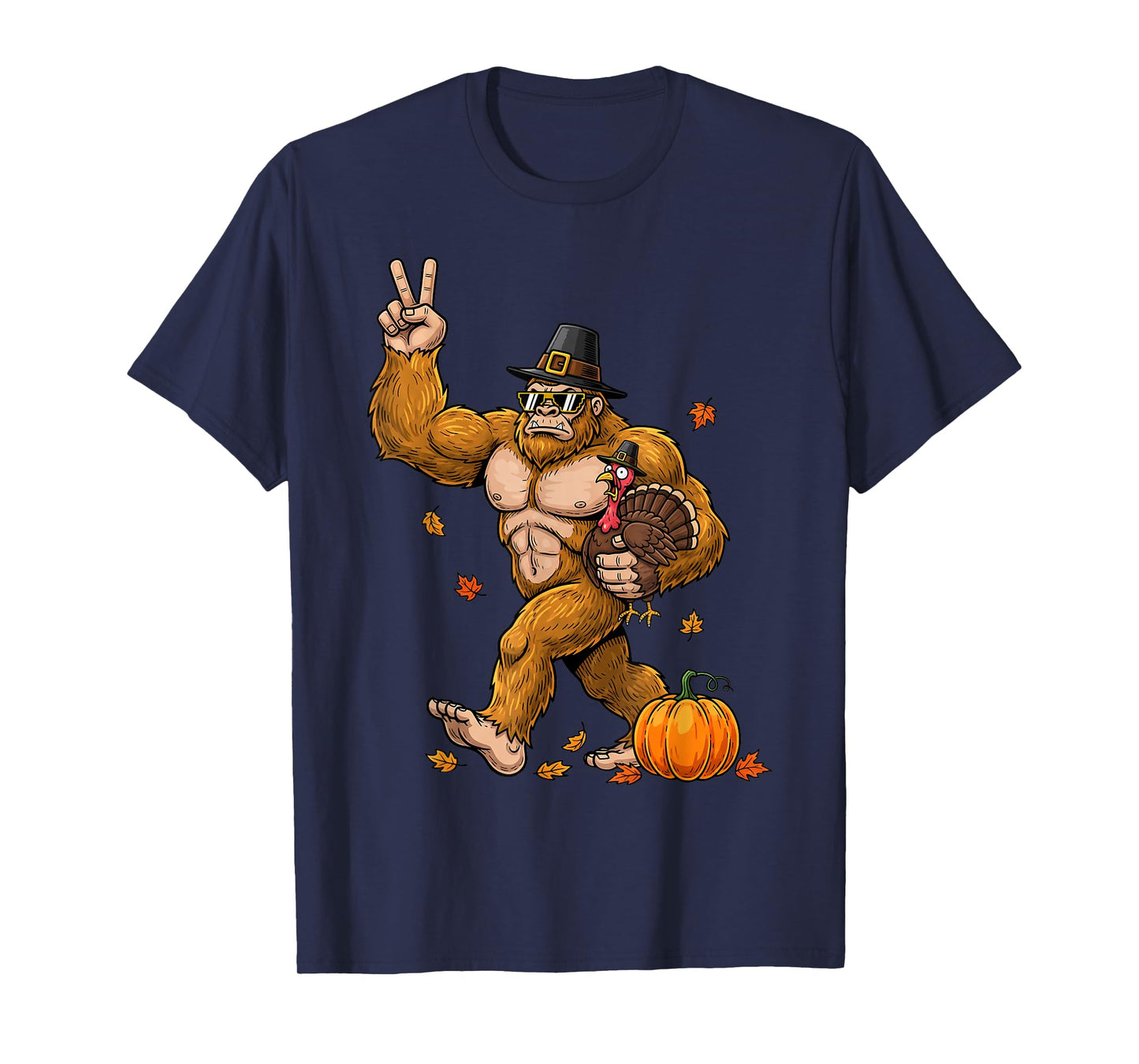 Sasquatch Turkey Thanksgiving Pajamas Kids Boys Men Women T-Shirt