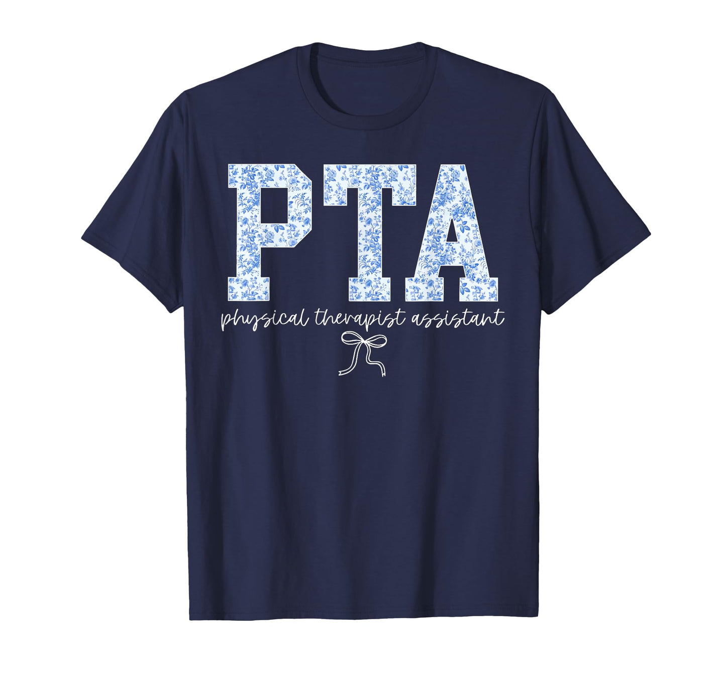 Retro PTA Physical Therapist Assistant Blue Floral Women T-Shirt