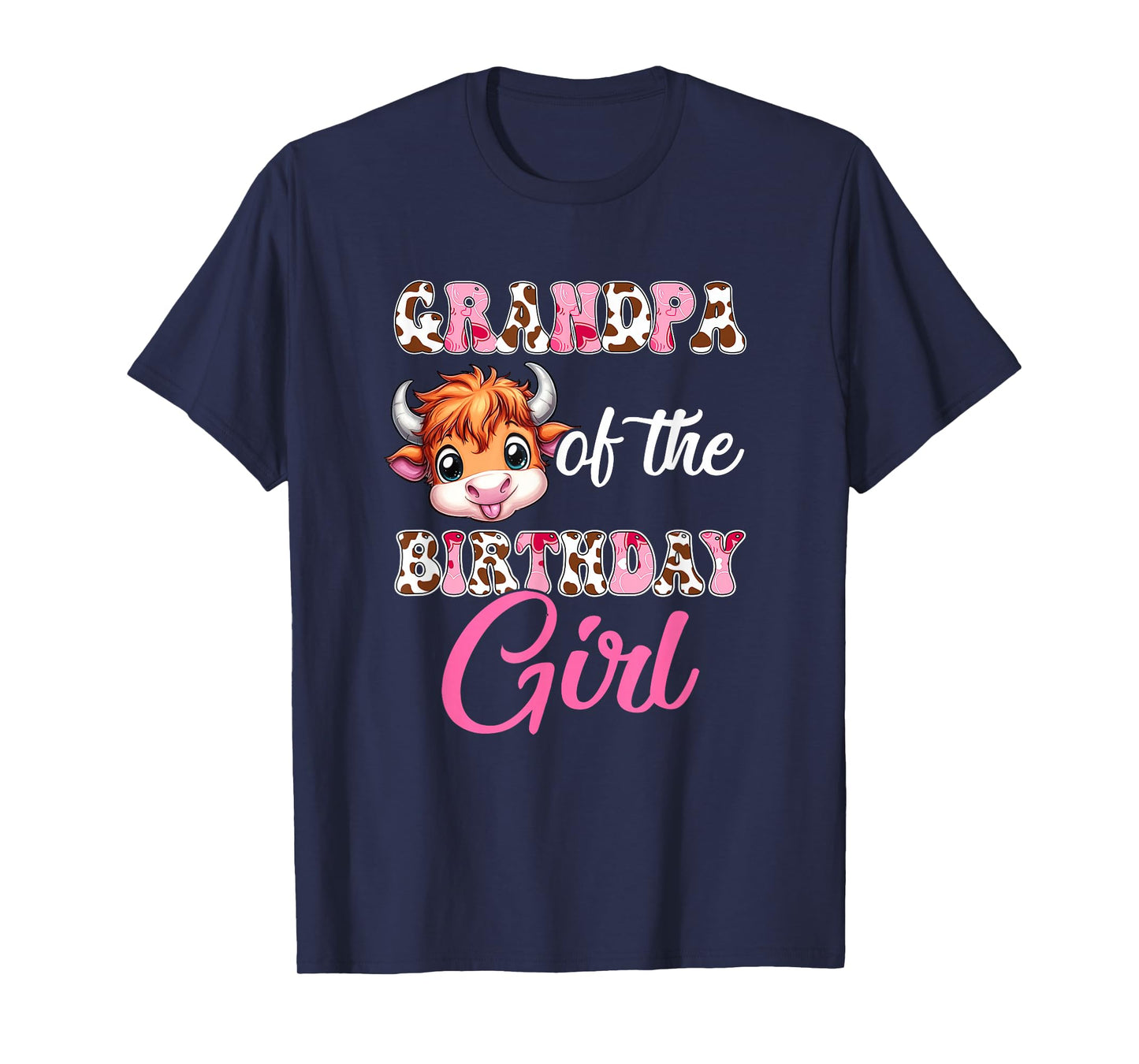 Grandpa Of The Birthday Girl Highland Cow Farm 1St Birthday T-Shirt