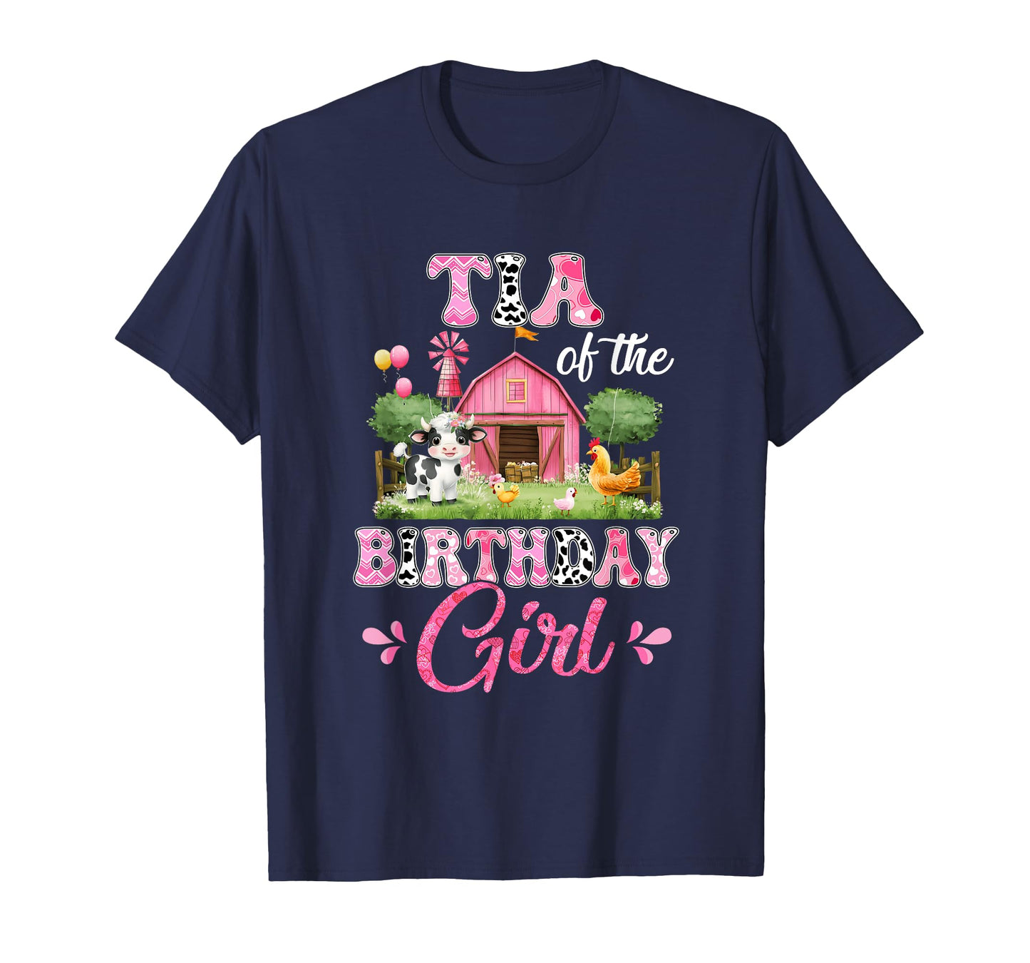Tia Of The Birthday Girl 1St Birthday Cow Farm Family T-Shirt