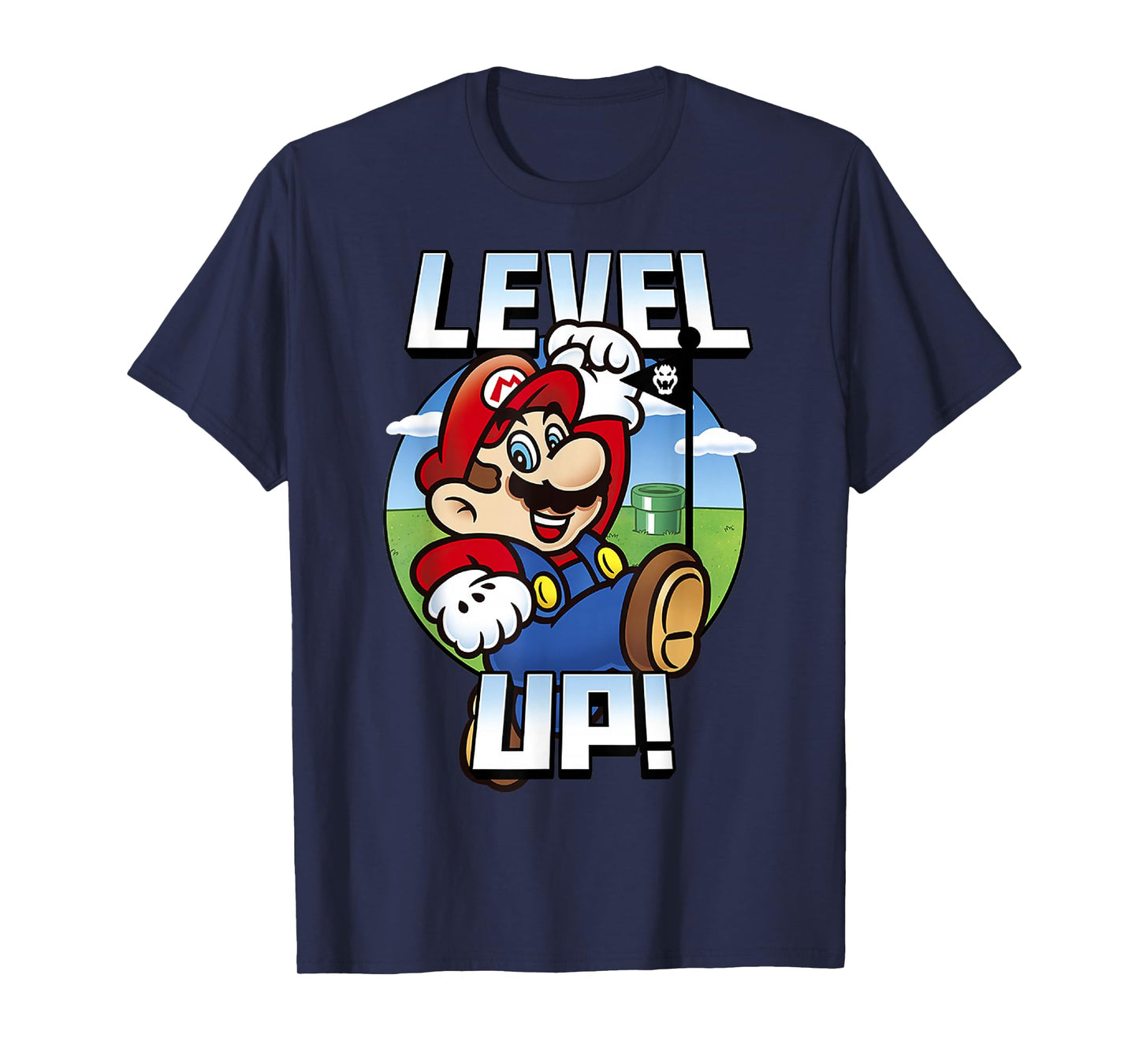 Super Mario Level Up Bowser Flag Portrait Graphic T-Shirt T-Shirt