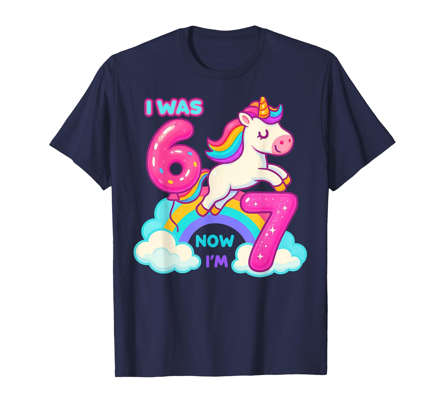 I was Six Now I'm Seven Dabbing Unicorn 67 Meme 7th Birthday T-Shirt