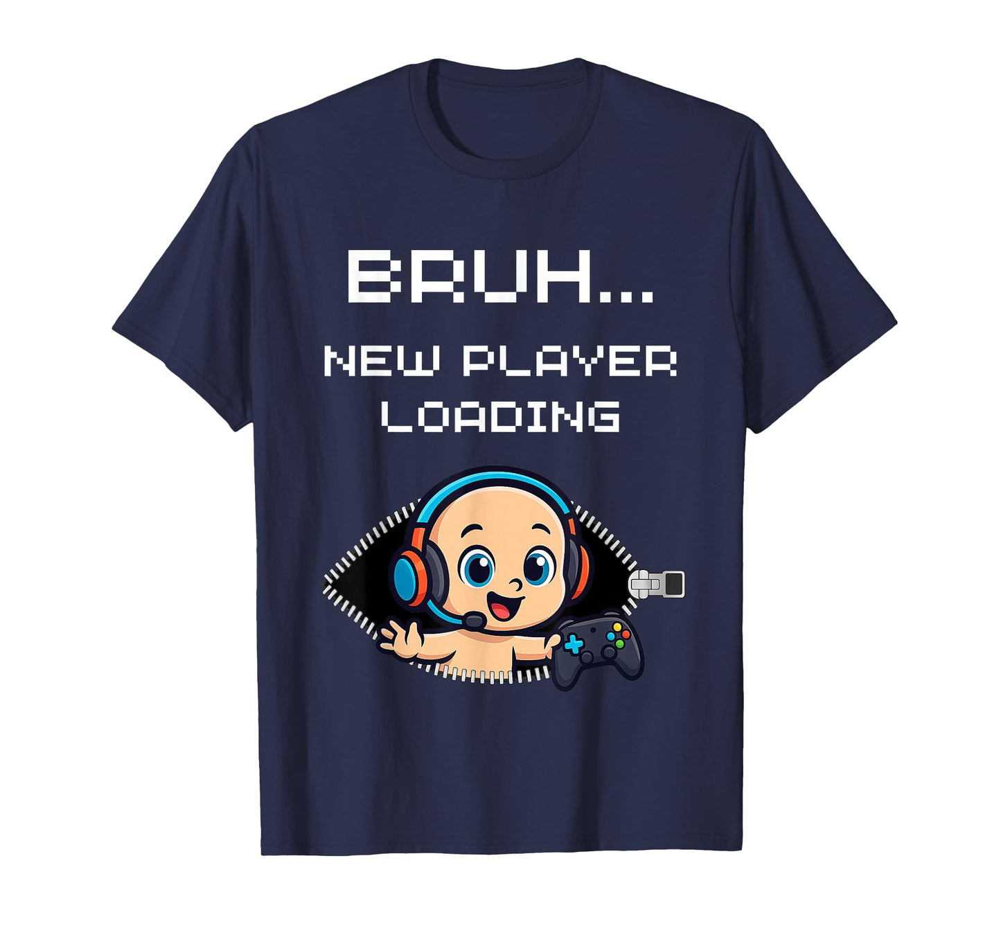Funny Gamer Pregnancy Announcement – Bruh New Player Loading T-Shirt