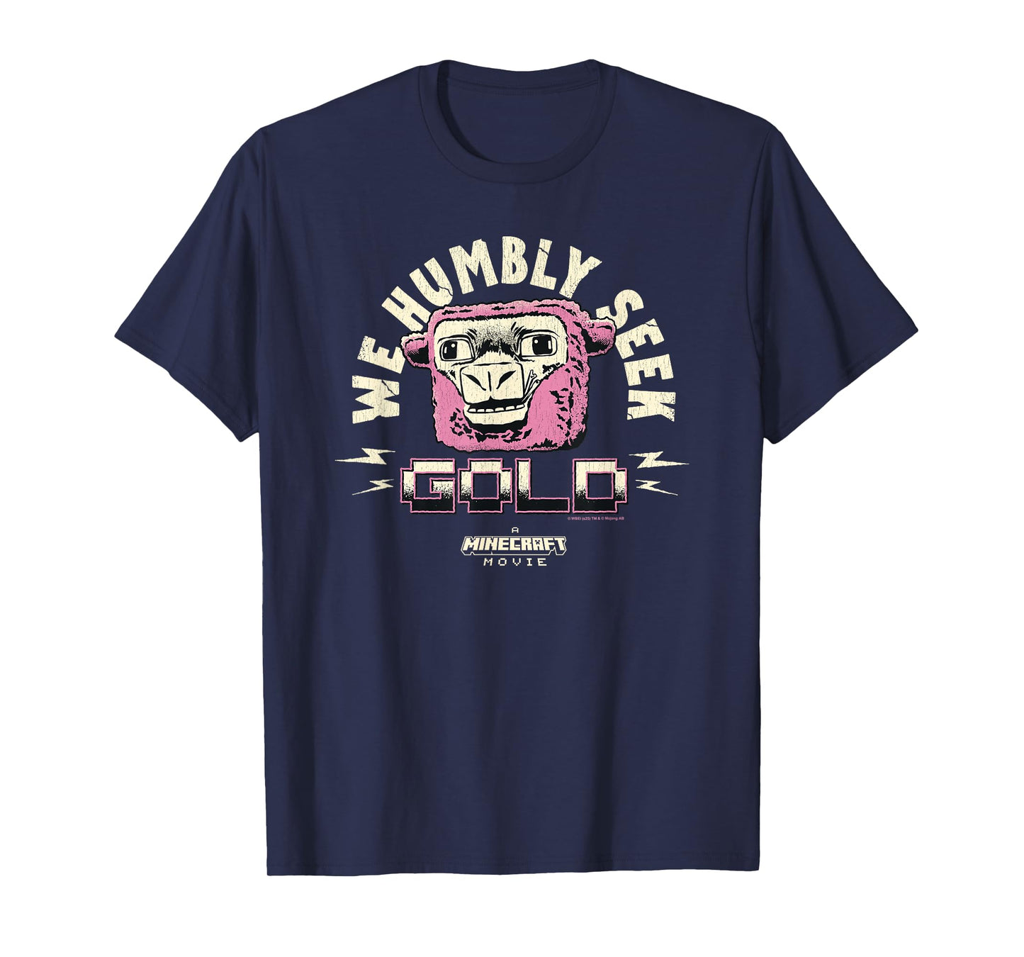A Minecraft Movie We Humbly Seek Gold Funny Pink Sheep T-Shirt