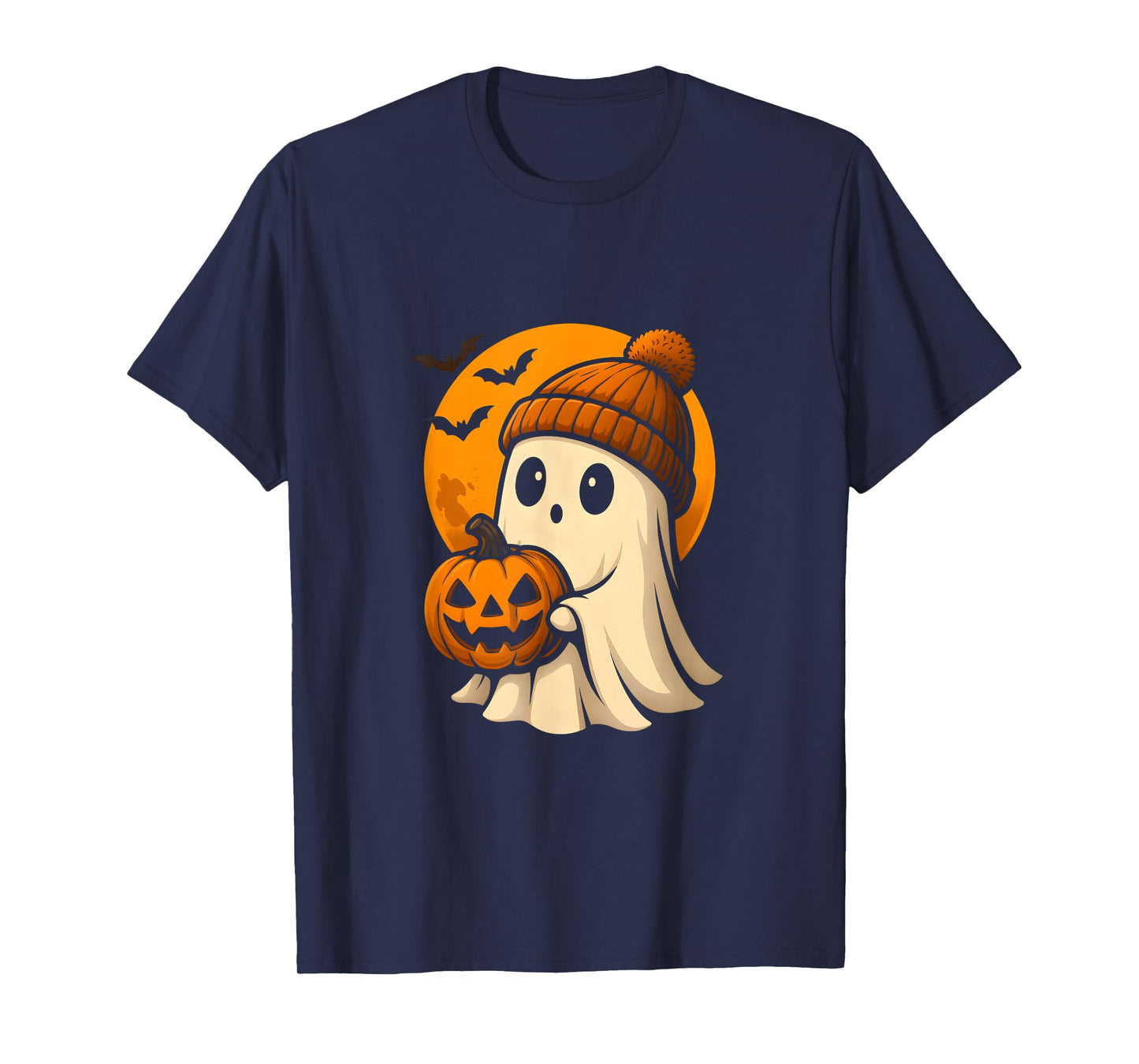 Cute Ghost with Pumpkin for Halloween Costume Party Spooky T-Shirt